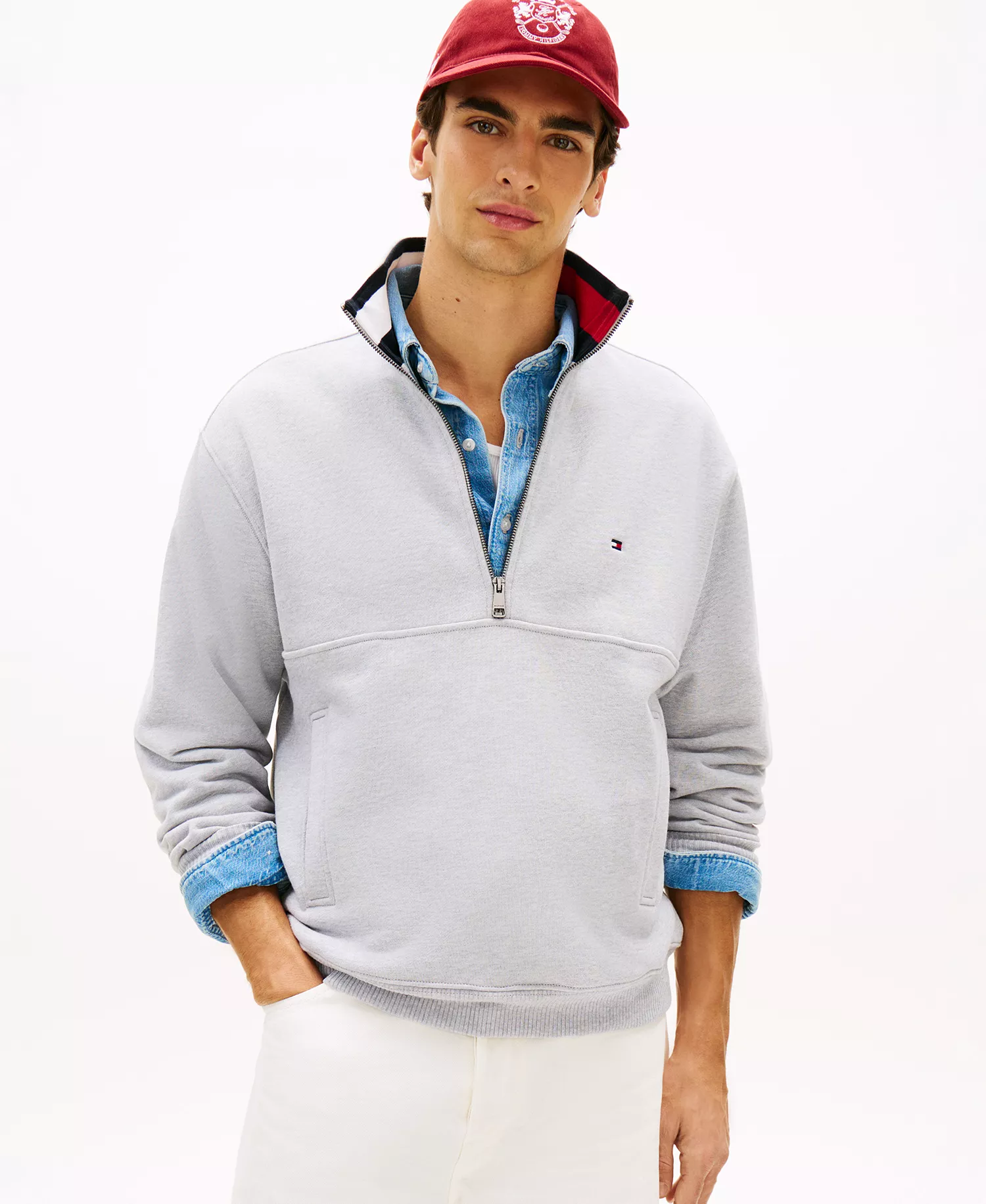 Men's Regular Flag Zip Sweatshirt - Light Gray Heather - L