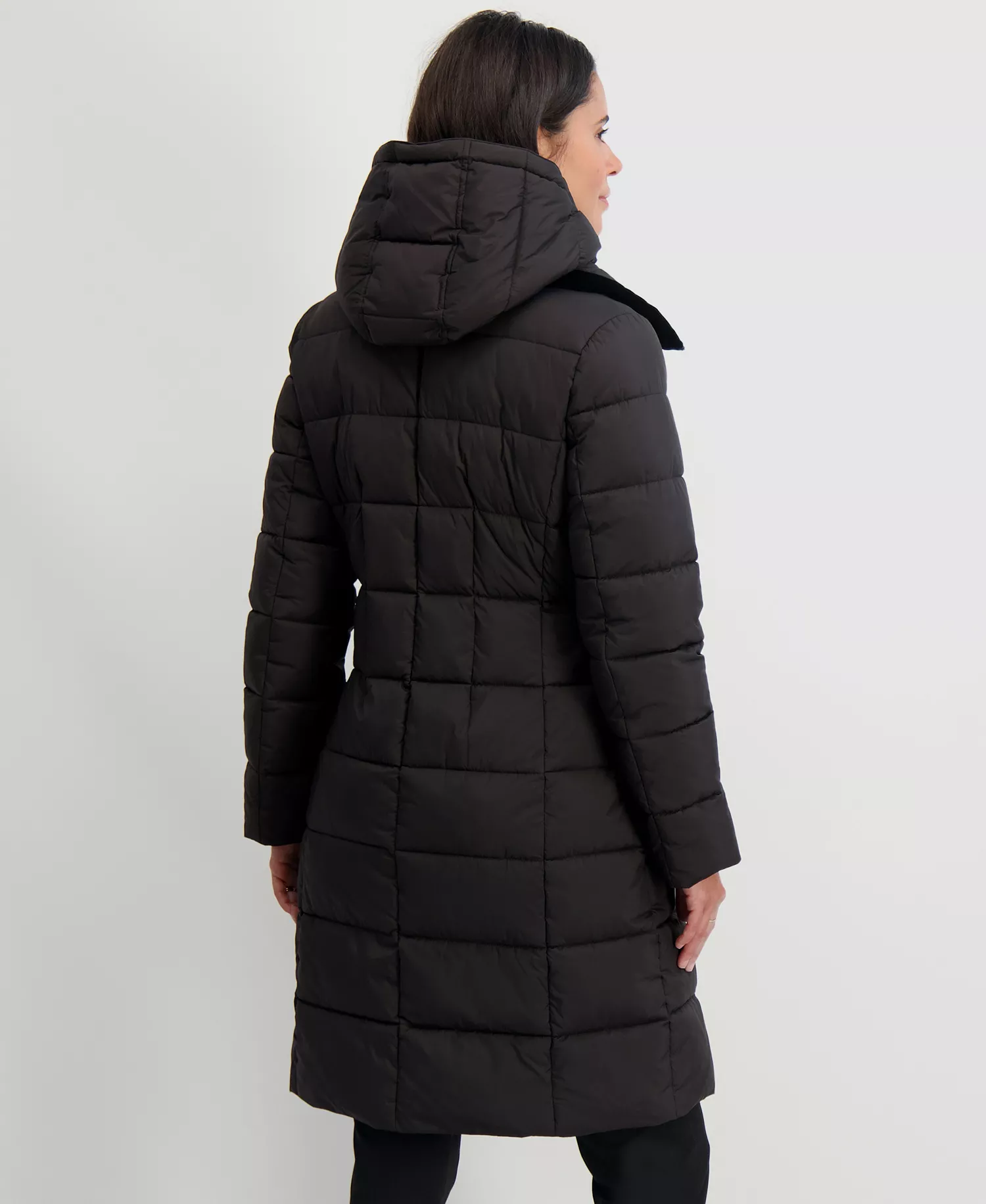 Women's Hooded Bibbed Puffer Coat - Black - L