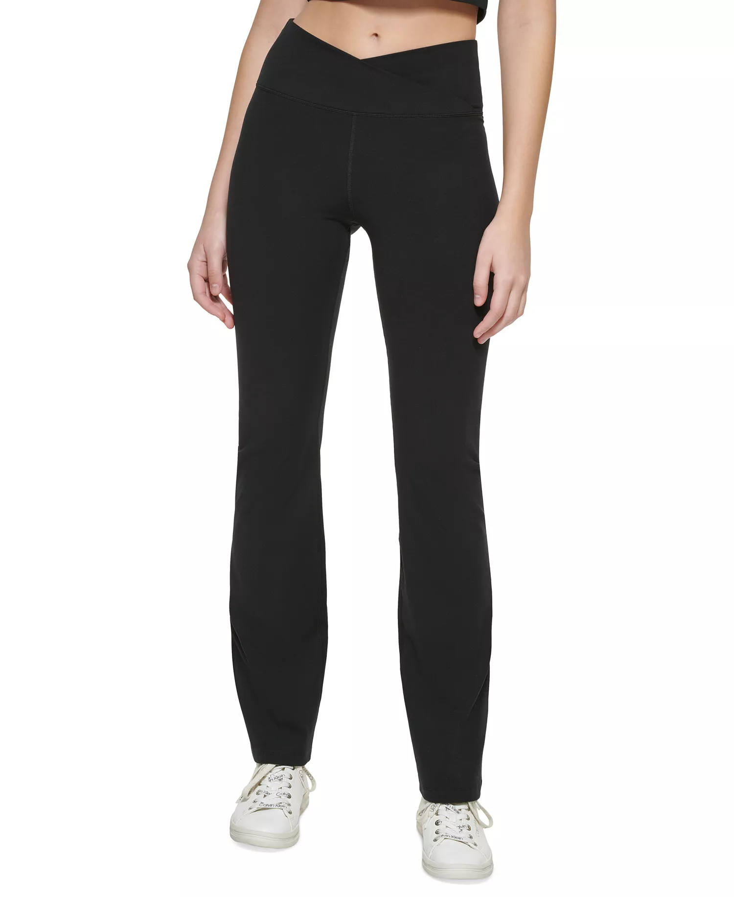 Women's Crossover Waist Flare Leggings - Black - XS
