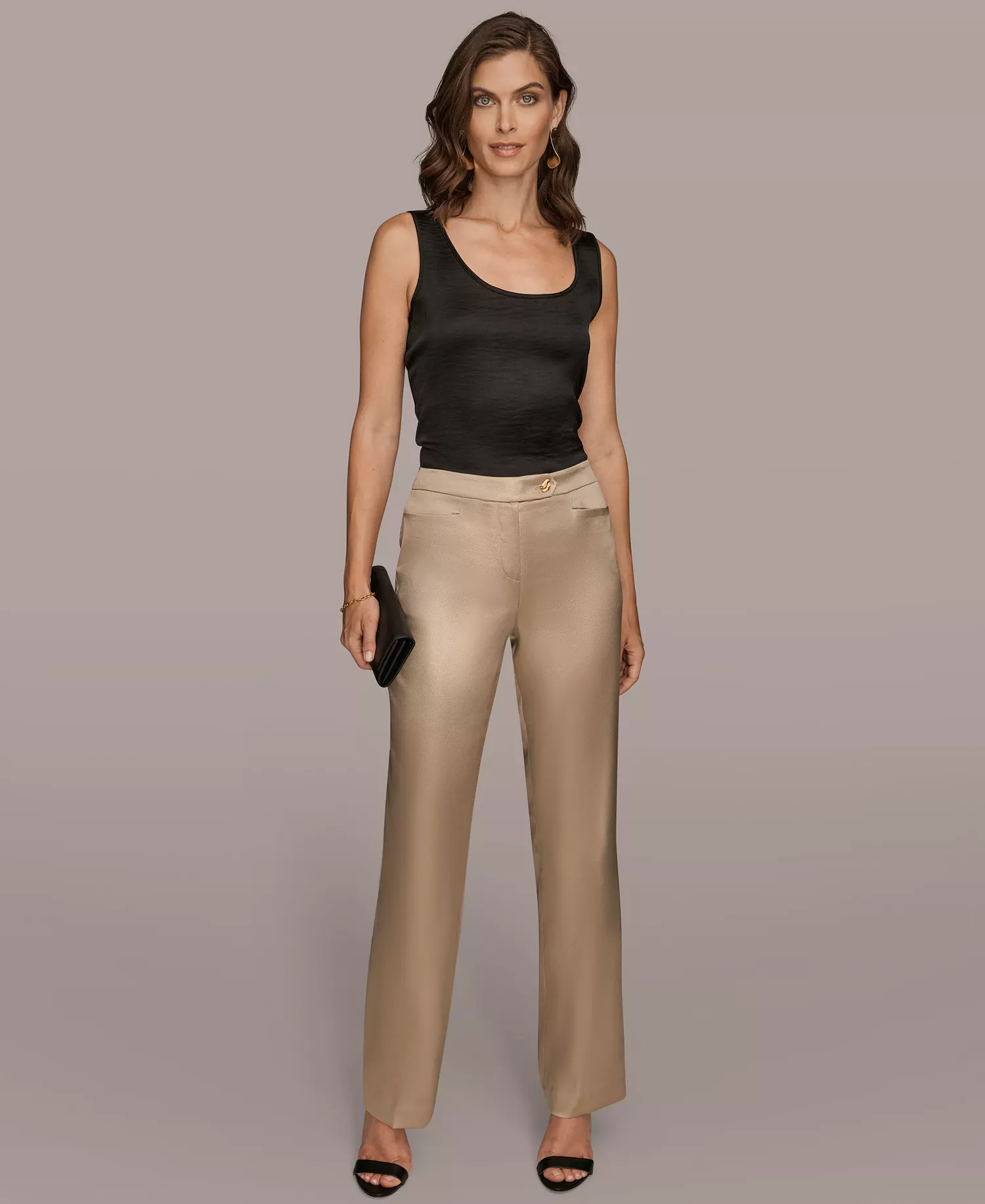 Women's Novelty Straight-Leg Mid-Rise Pants - Fawn/Gold - 10