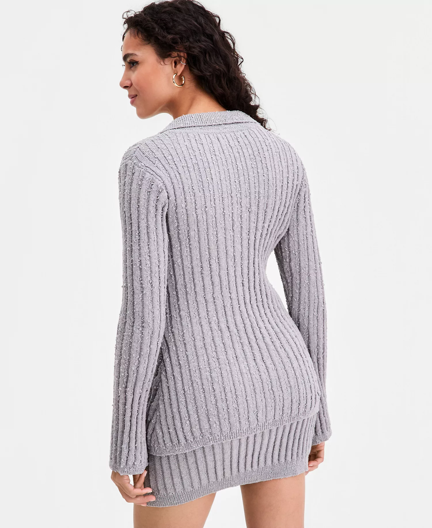 Women's Collared Hourglass Cardigan, Macy's Exclusive - Light Grey - L