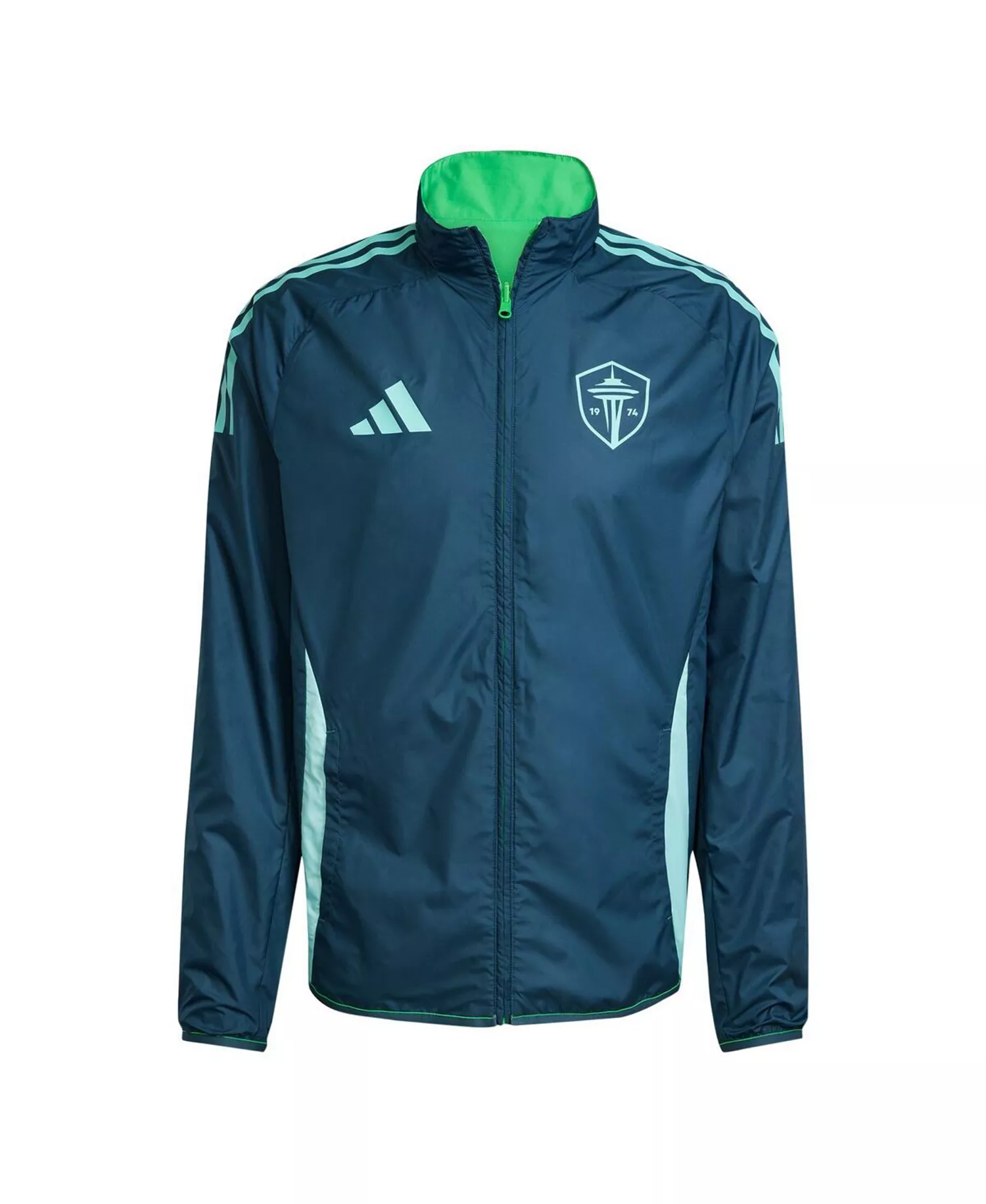 Men's Rave Green/Blue Seattle Sounders FC 2025 Anthem Reversible Full-Zip Jacket - Green, Blue - 2XL