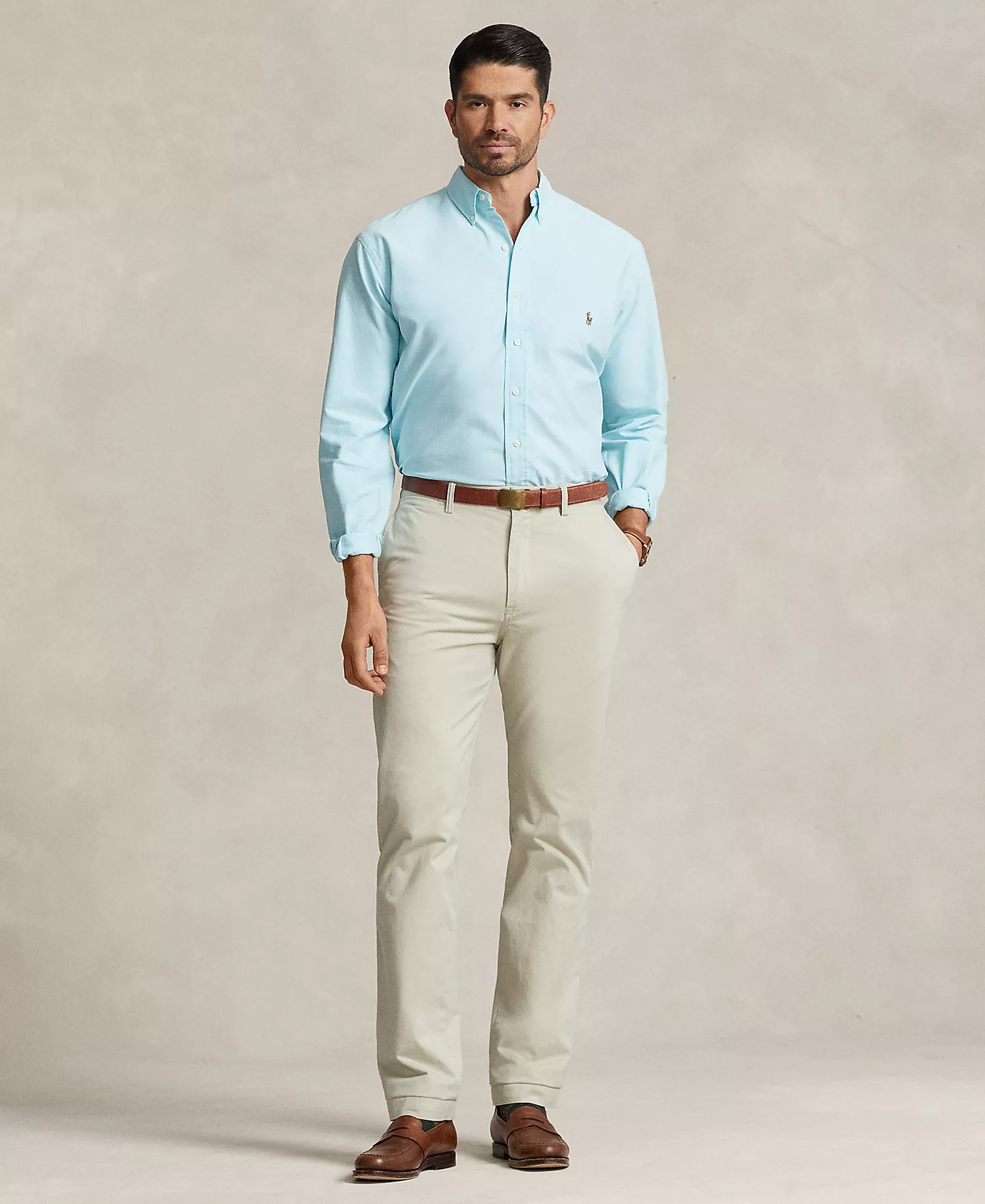 Men's Big & Tall Classic-Fit Long-Sleeve Oxford Shirt - Aegean Blue - 2LT