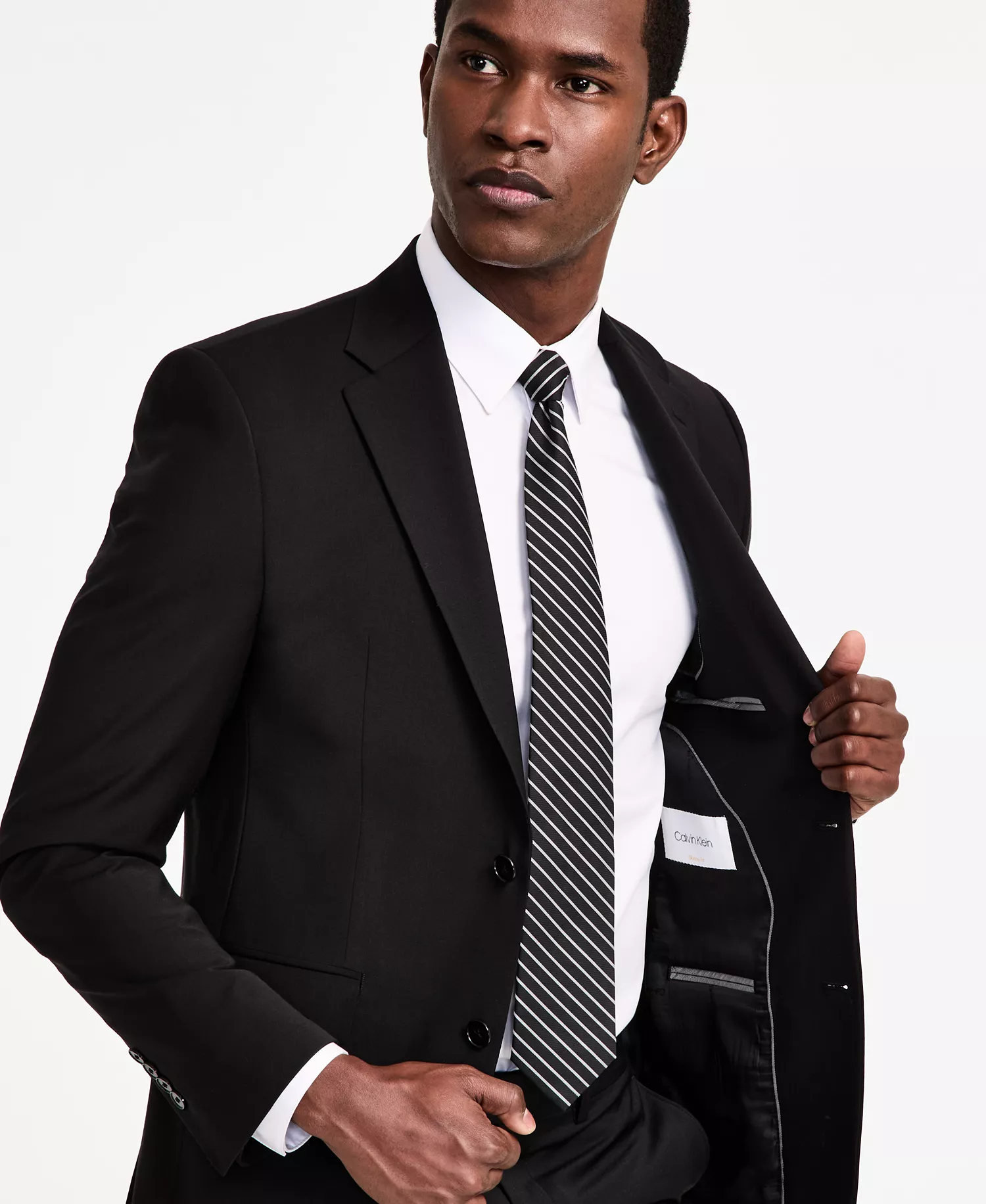 Men's Extra Slim Wool Blend Suit Jacket - Black - 34S