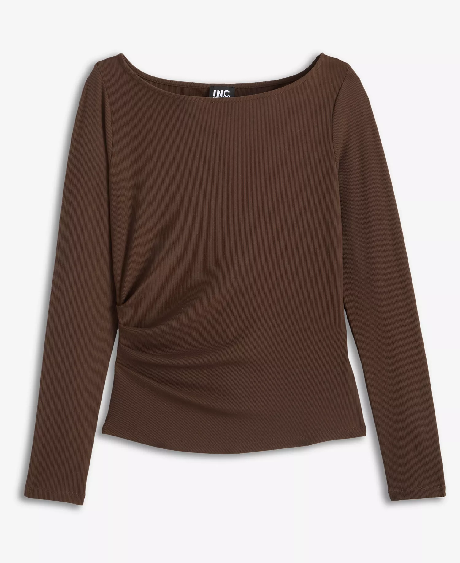 Petite Rib-Knit Asymmetric Top, Macy's Exclusive  - Coco Oak - P/L