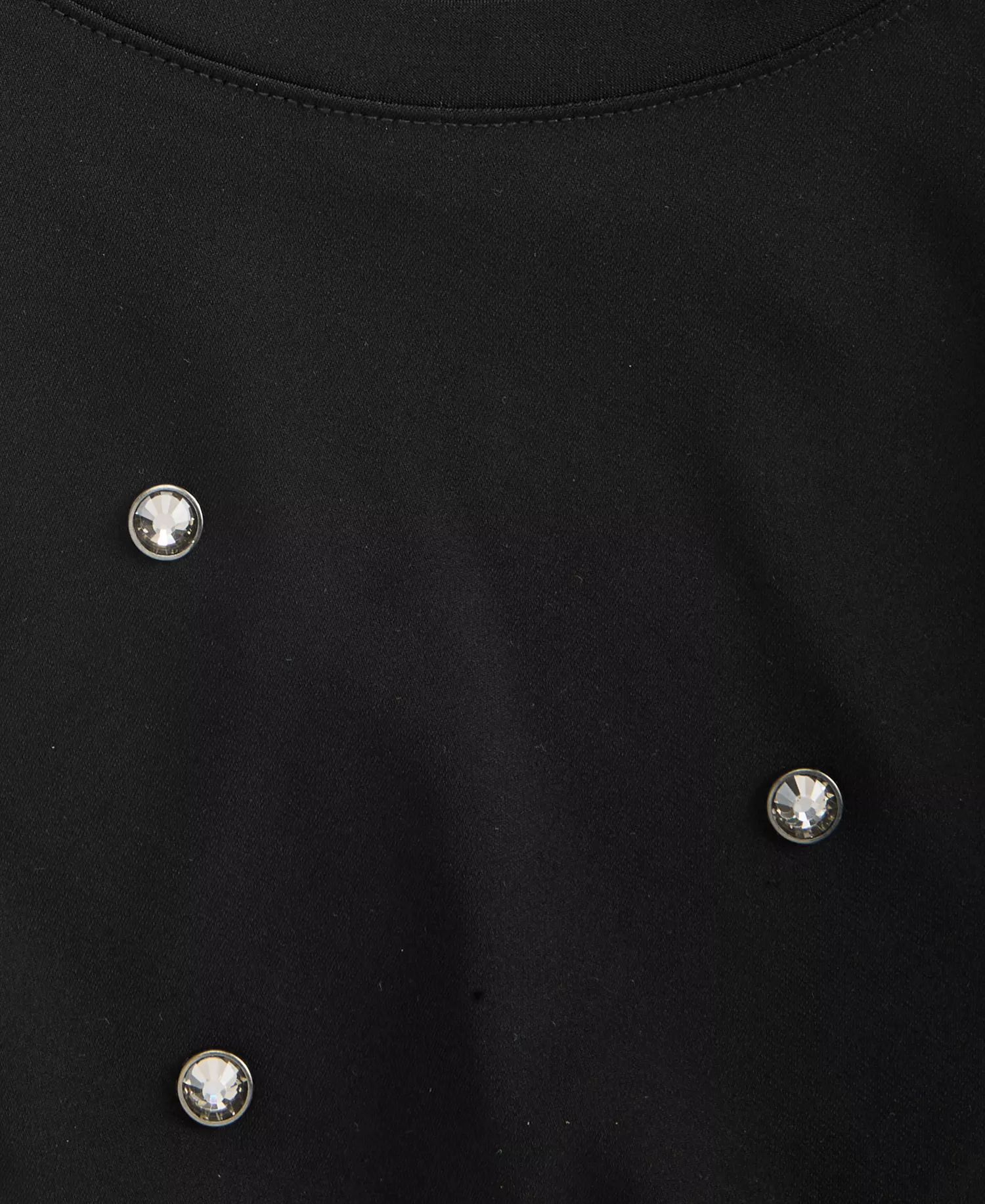 Women's Short Sleeve Crystal Embellished T-Shirt, Macy's Exclusive - Deep Black - L
