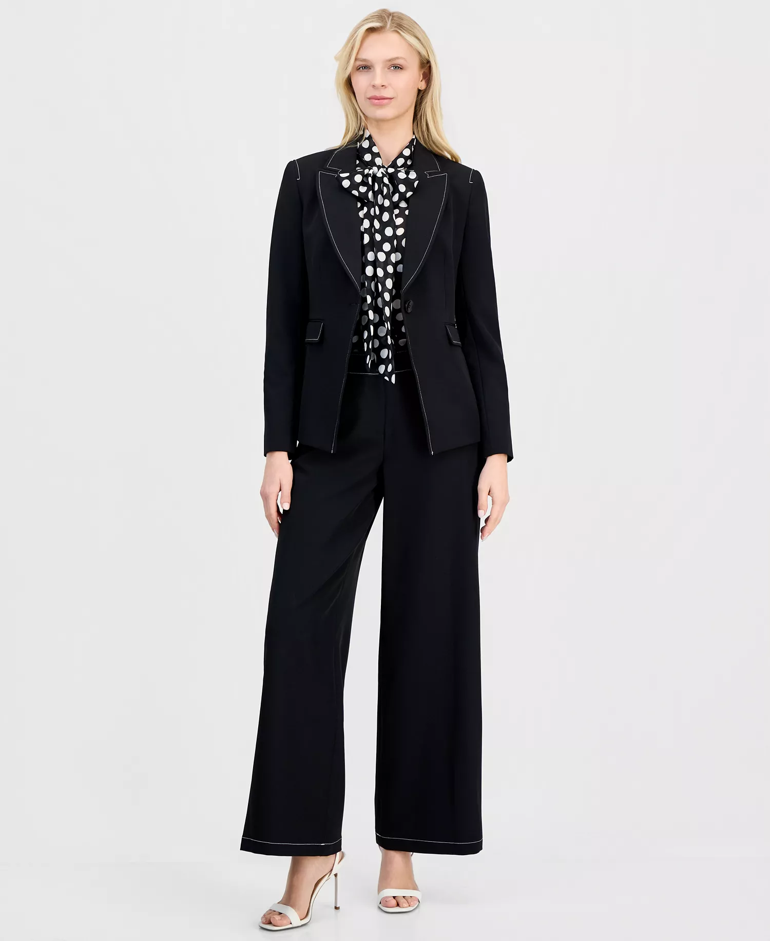 Petite One-Button Blazer - Black/White - 10P
