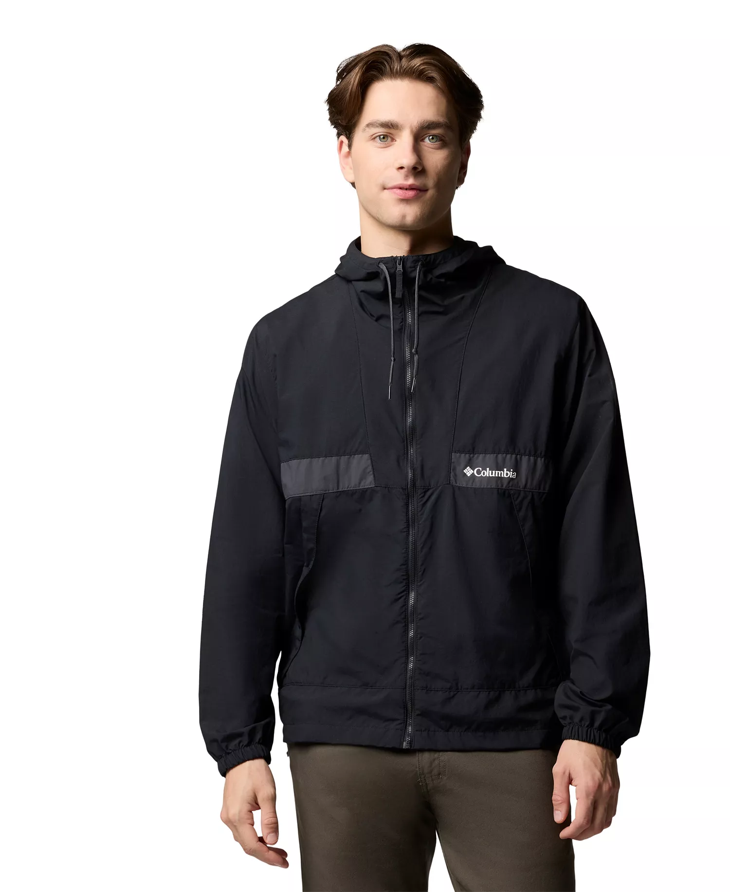 Men's Spire Valley Hooded Windbreaker - Black, Sha - L