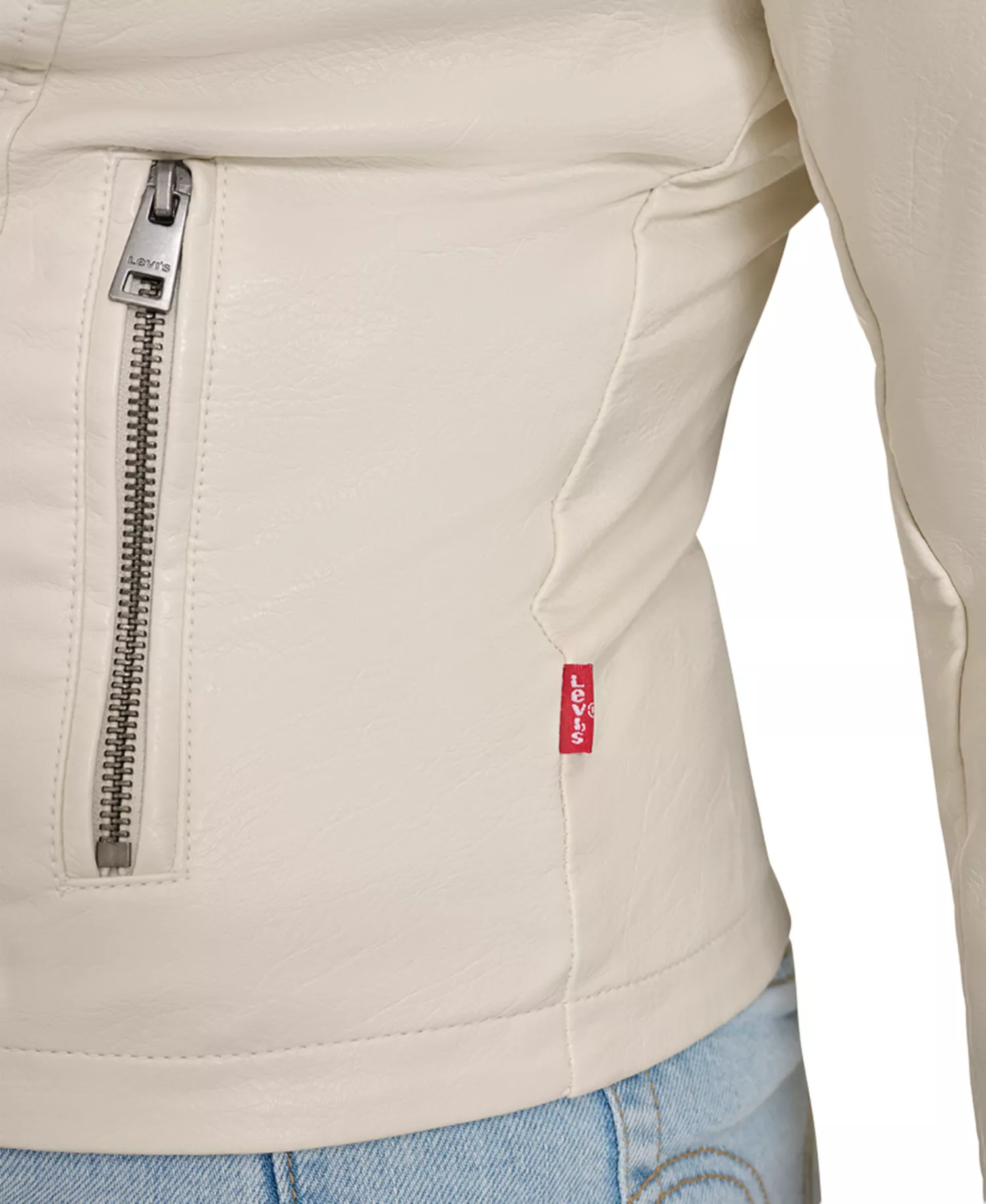 Plus Size Trendy Faux Leather Moto Jacket - Oyster - 2X