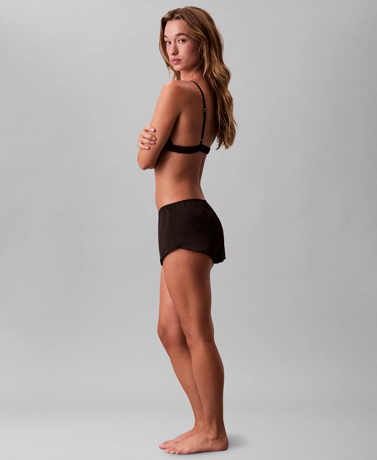 Women's Signature Satin Tap Shorts QF8395 - Black Satin - L