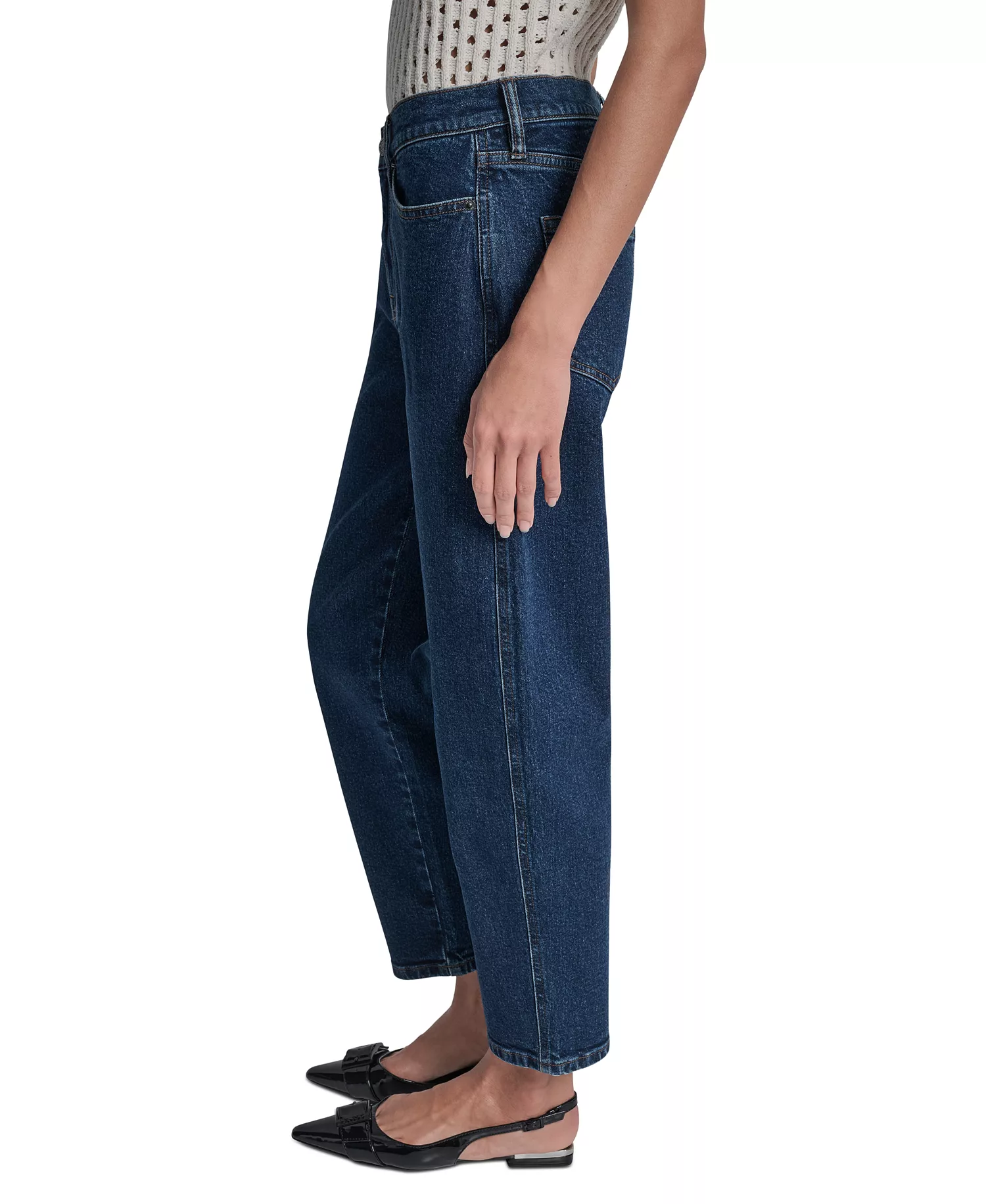 Petite Mid-Rise Barrel-Leg Jeans - Plymouth - 25P