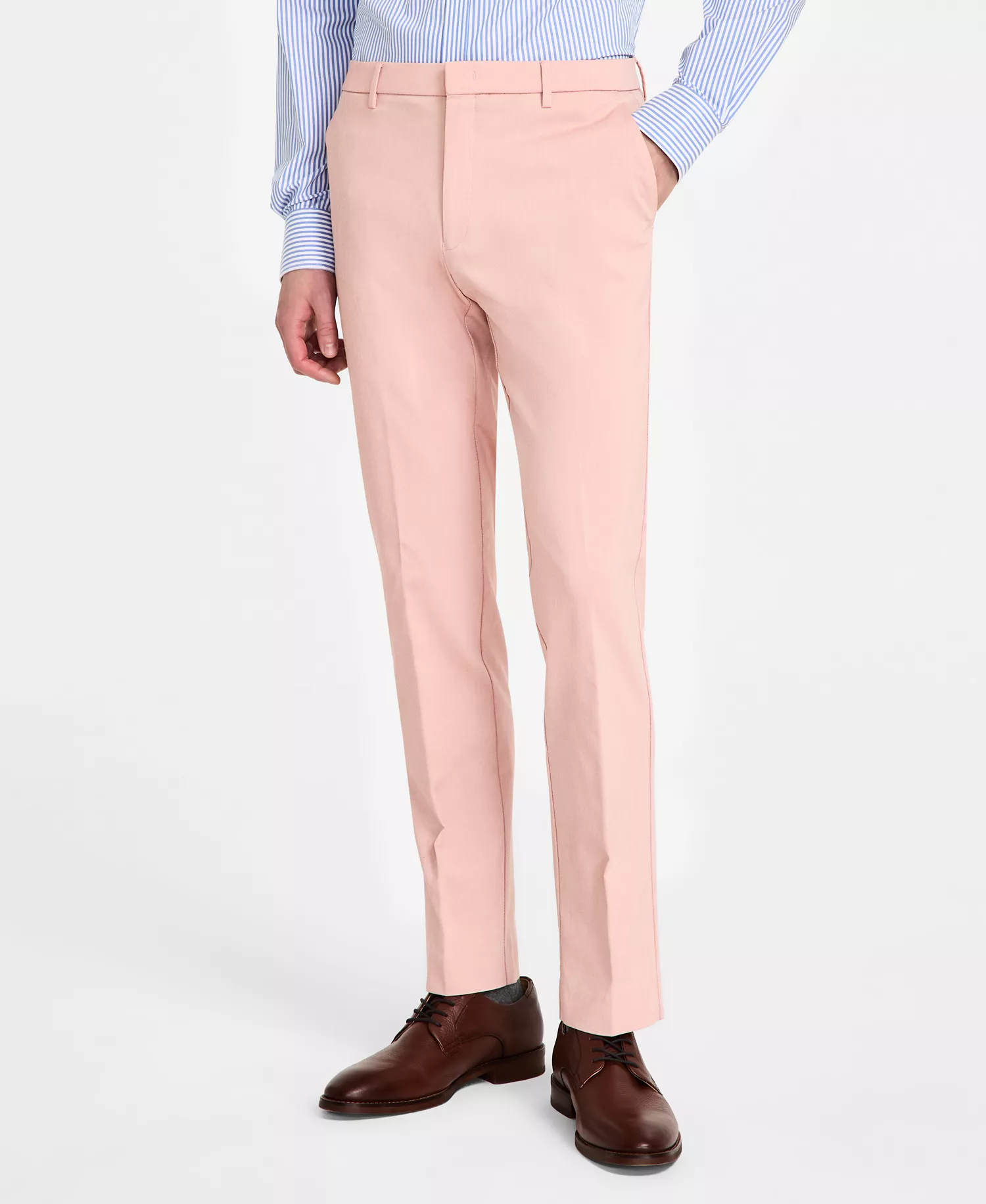 Men's Modern-Fit Solid Dress Pants - Coral - 32 - 30