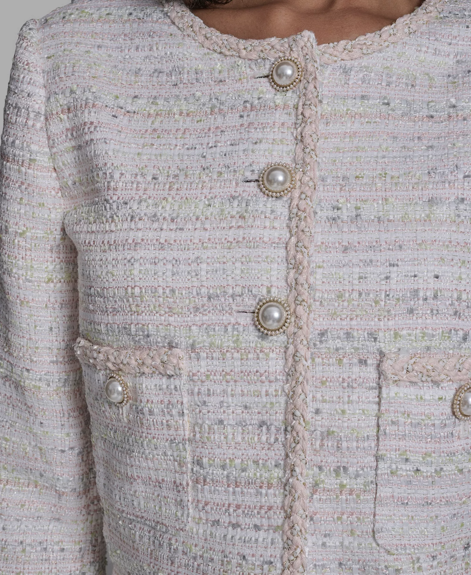 Women's Metallic Tweed Button-Front Jacket Dress - Soft White Multi - 0