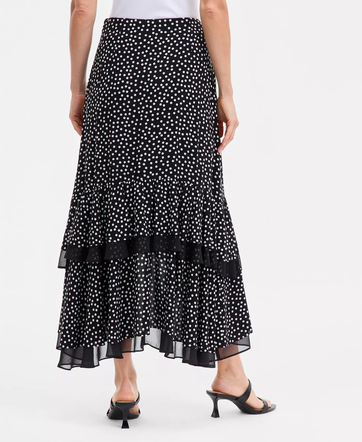Women's Chiffon Dot-Print High-Low Skirt, Macy's Exclusive - Lilia Dots - L