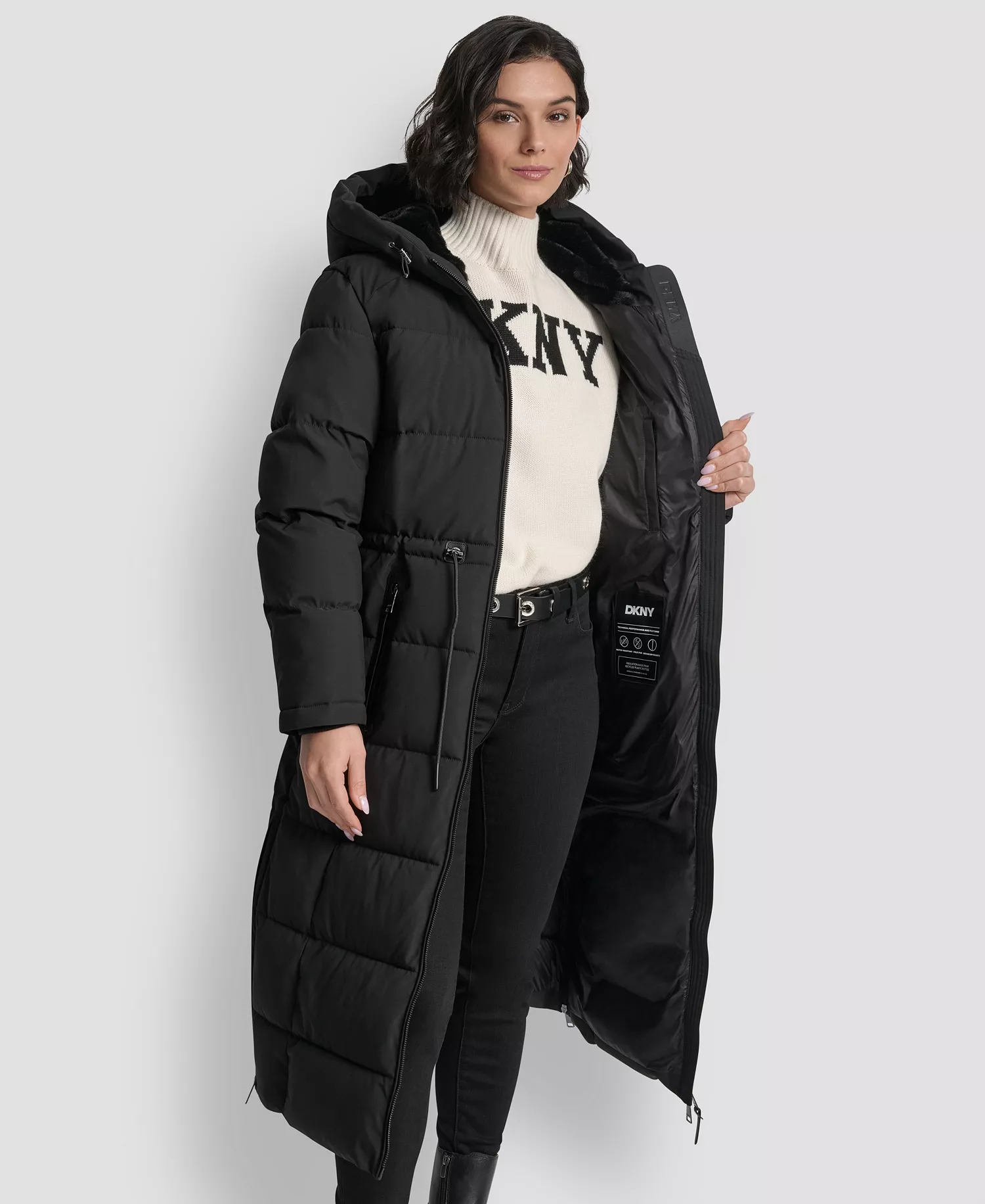 Women's Hooded Anorak Maxi Puffer Coat - Black - L