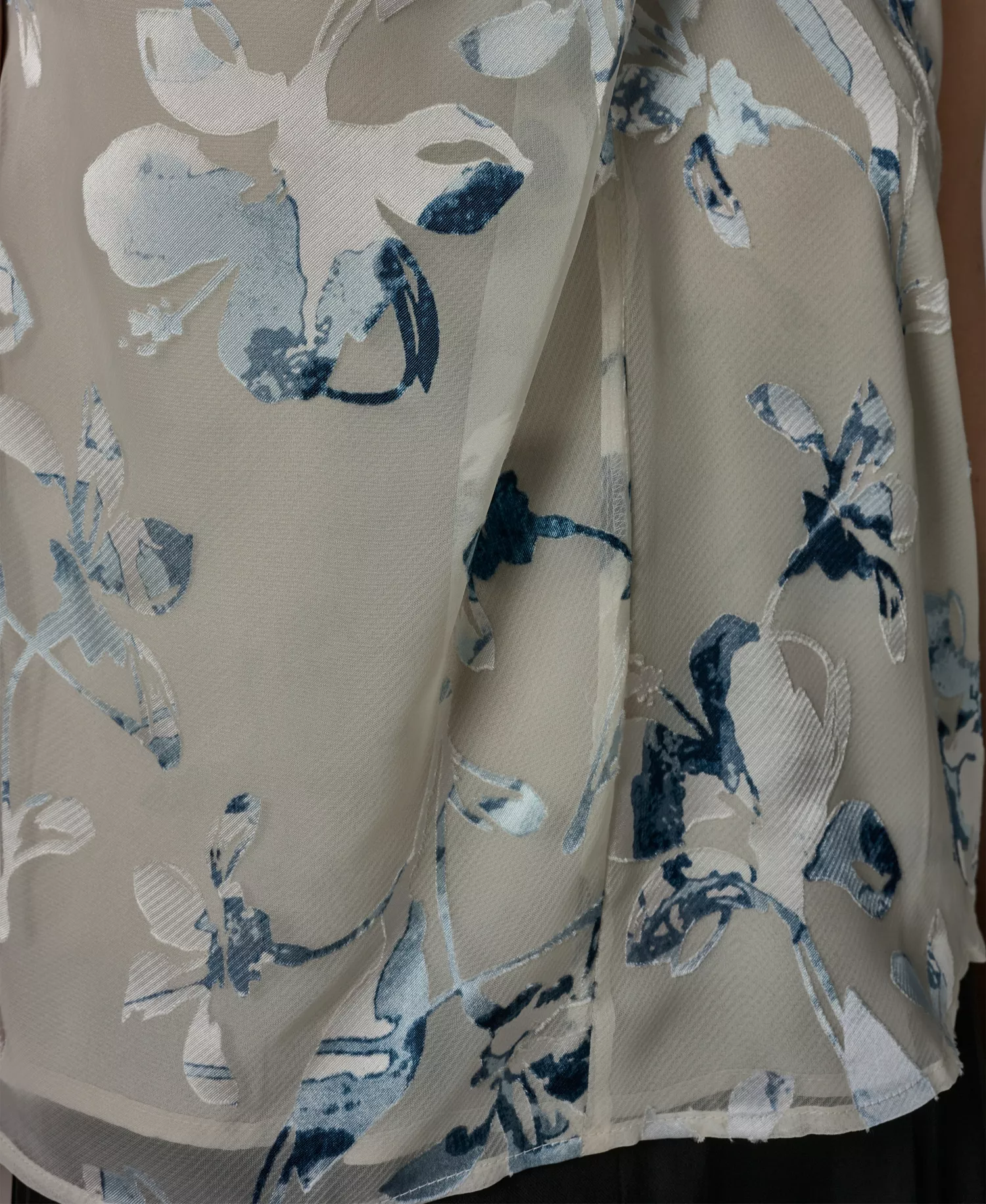 Petite Flocked Floral Top - Sea Mist Multi - P/L