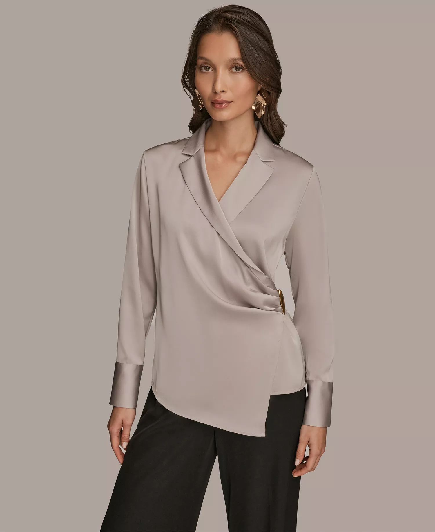 Women's Wrap Long Sleeve V-Neck Top - Vapor - S