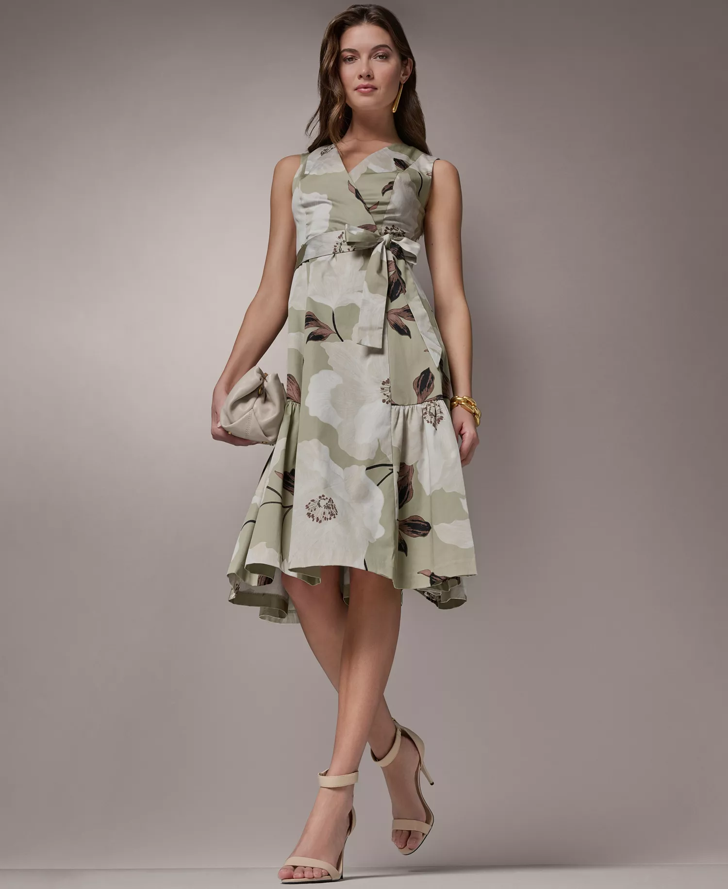 Women's Floral A-Line Midi Dress - Agave Multi - 10