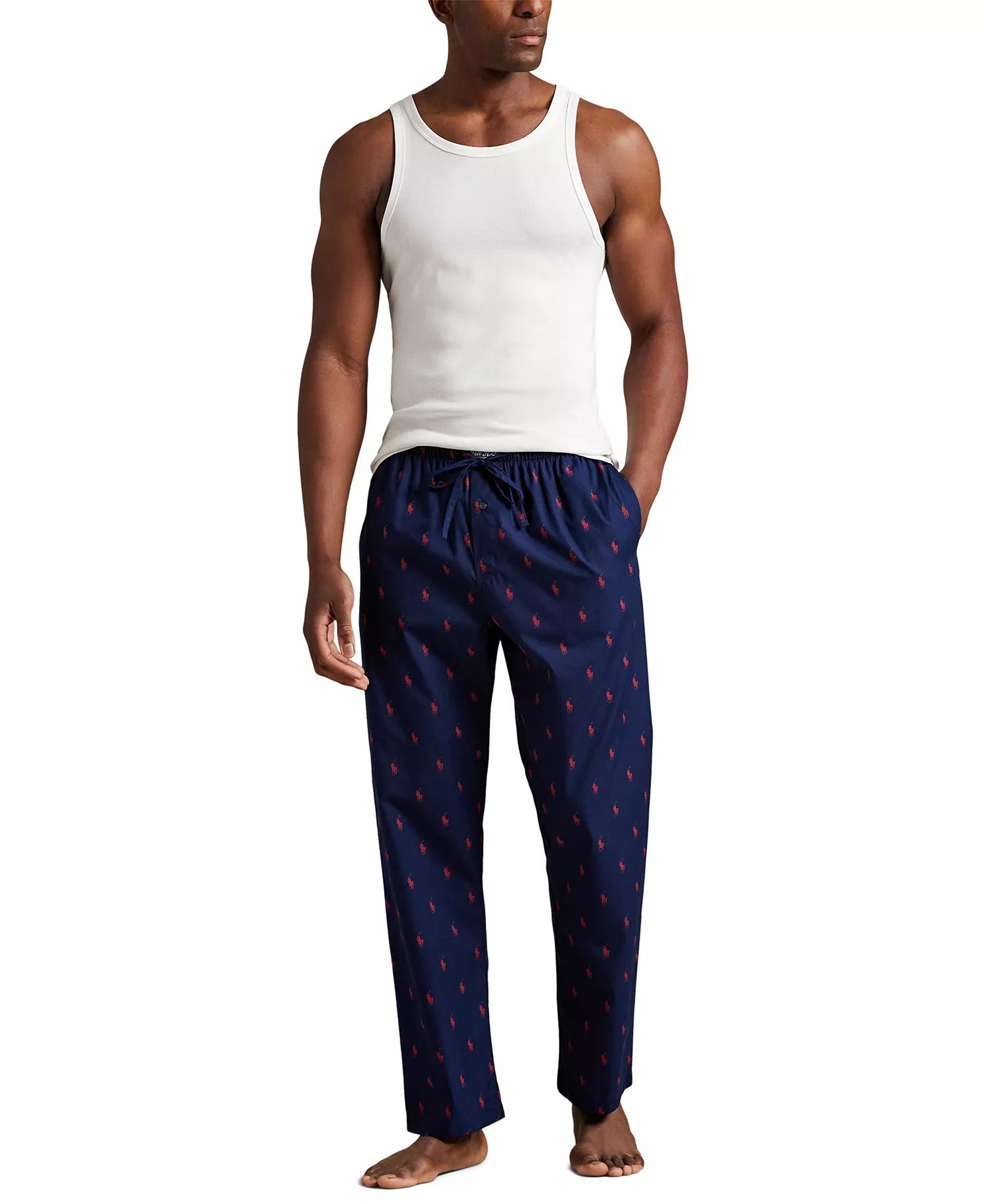 Men's Slim Fit Pajama Pants - Cruise Navy /Red - L
