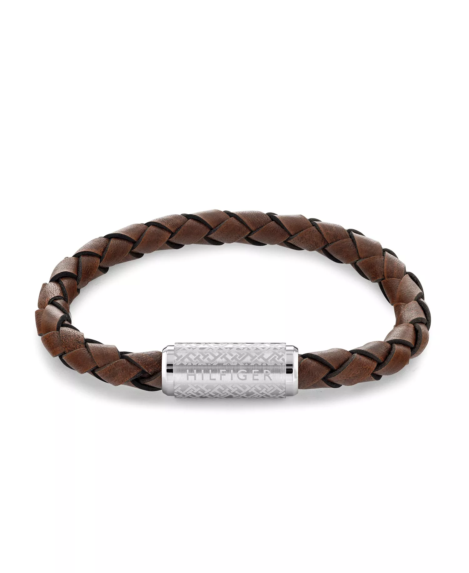 Men's Braided Brown Leather Bracelet - Brown - One Size Fits All