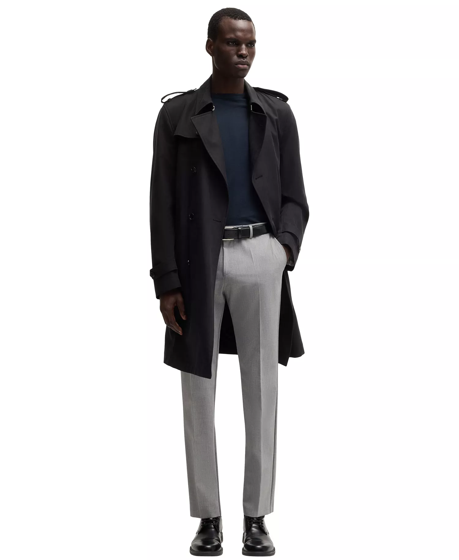 Men's Cotton Linen Regular-Fit T-Shirt - Dark Blue - S