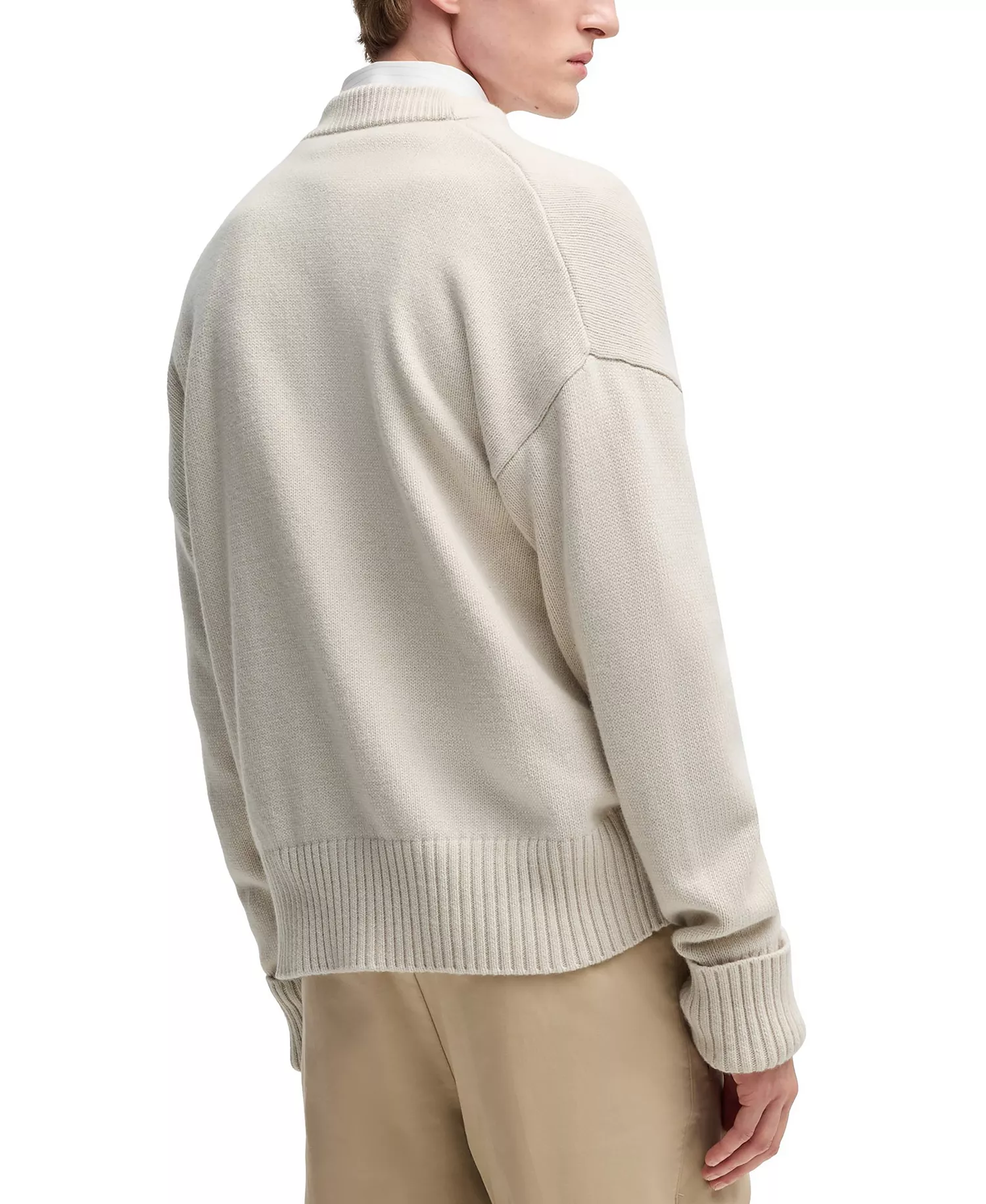 Men's Relaxed-Fit Button Front Cardigan - Open White - M