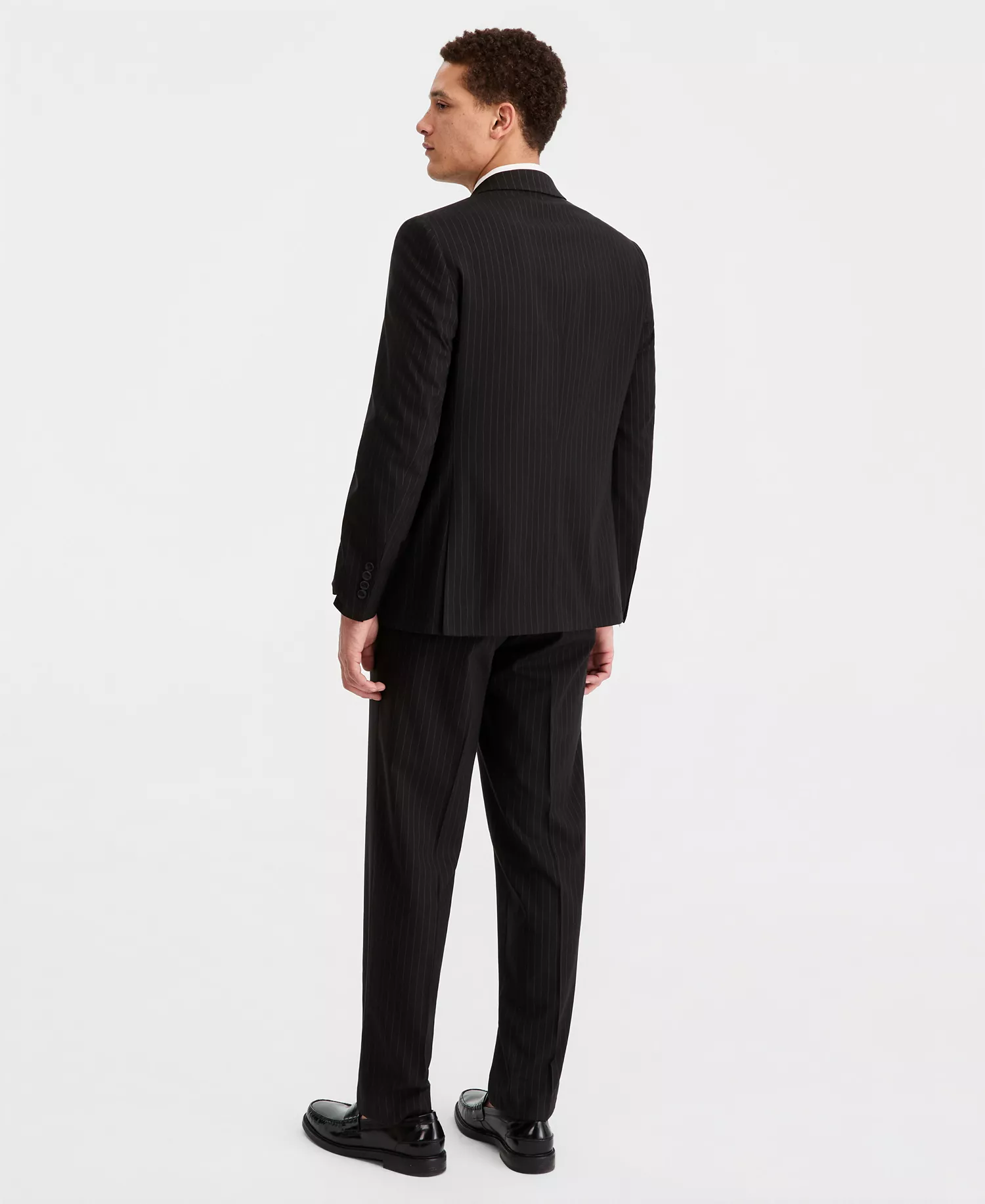 Men's Modern-Fit Nested Suit - Black Stripe - 36R