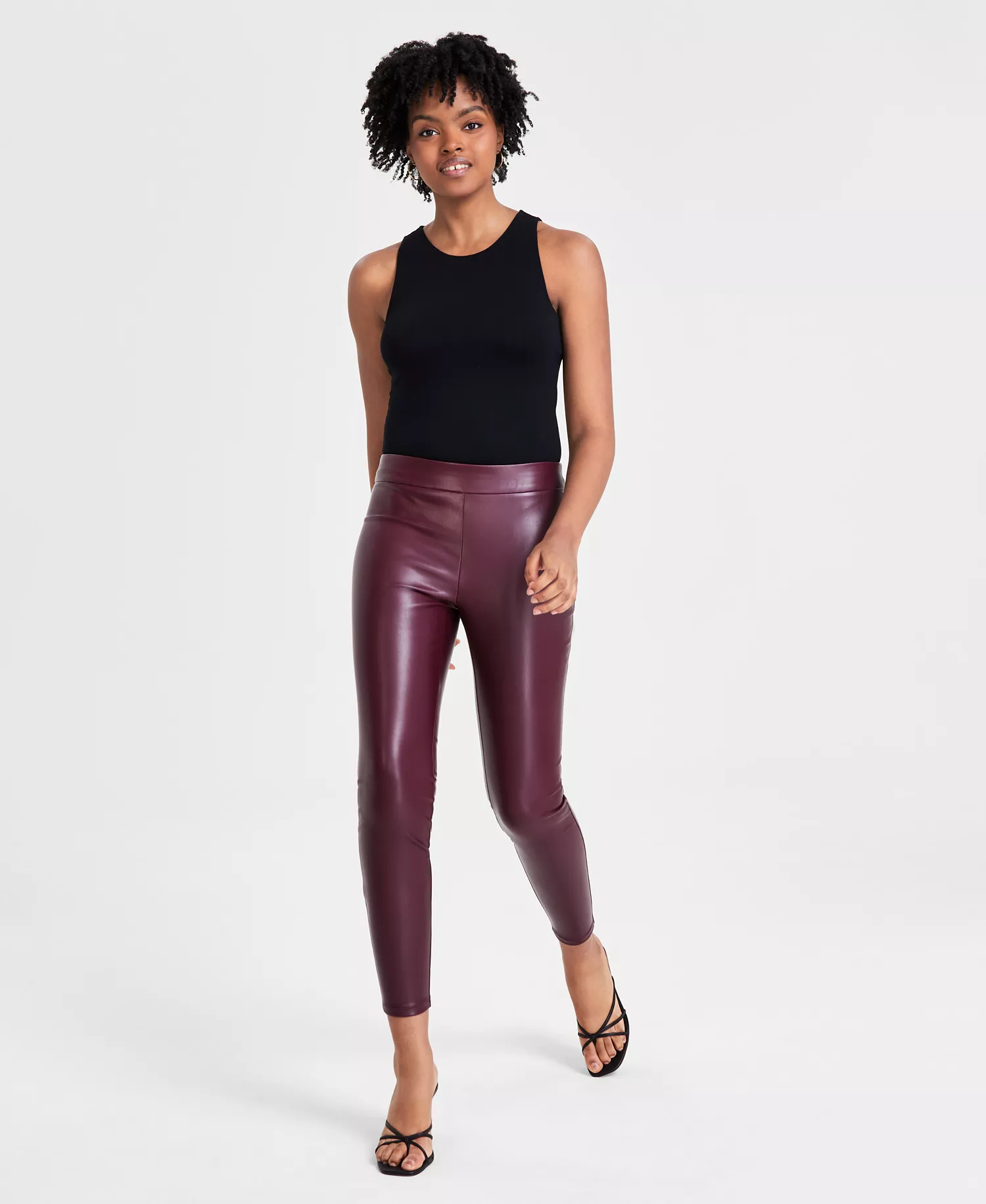 Women's Soft Faux-Leather Leggings, Created for Macy's - Marooned - L