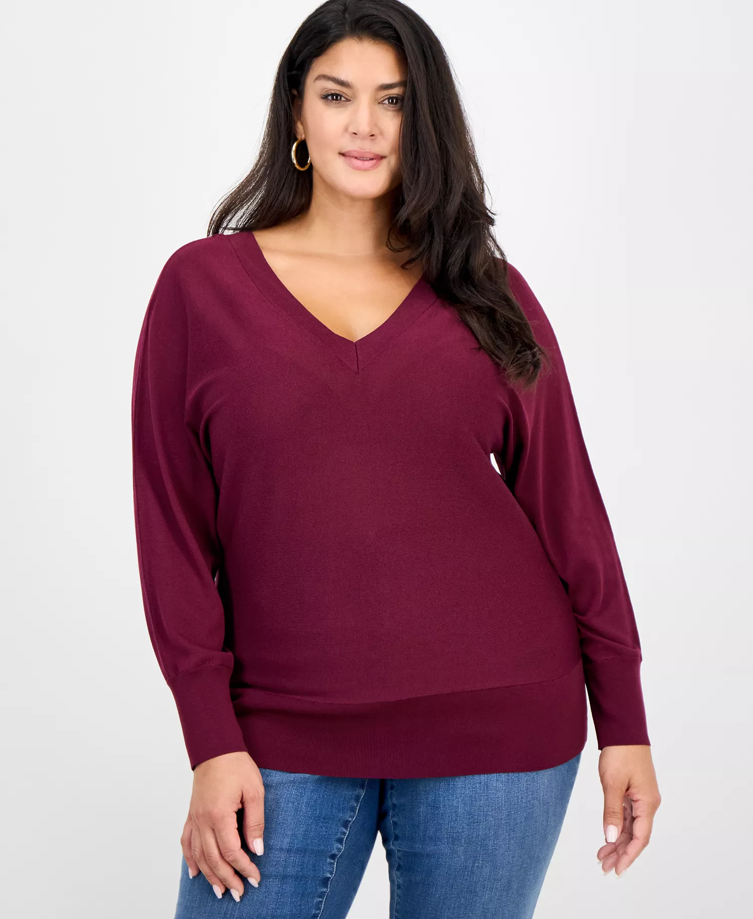Women's V-Neck Sweater, Created for Macy's - Berried Treasure - 0X