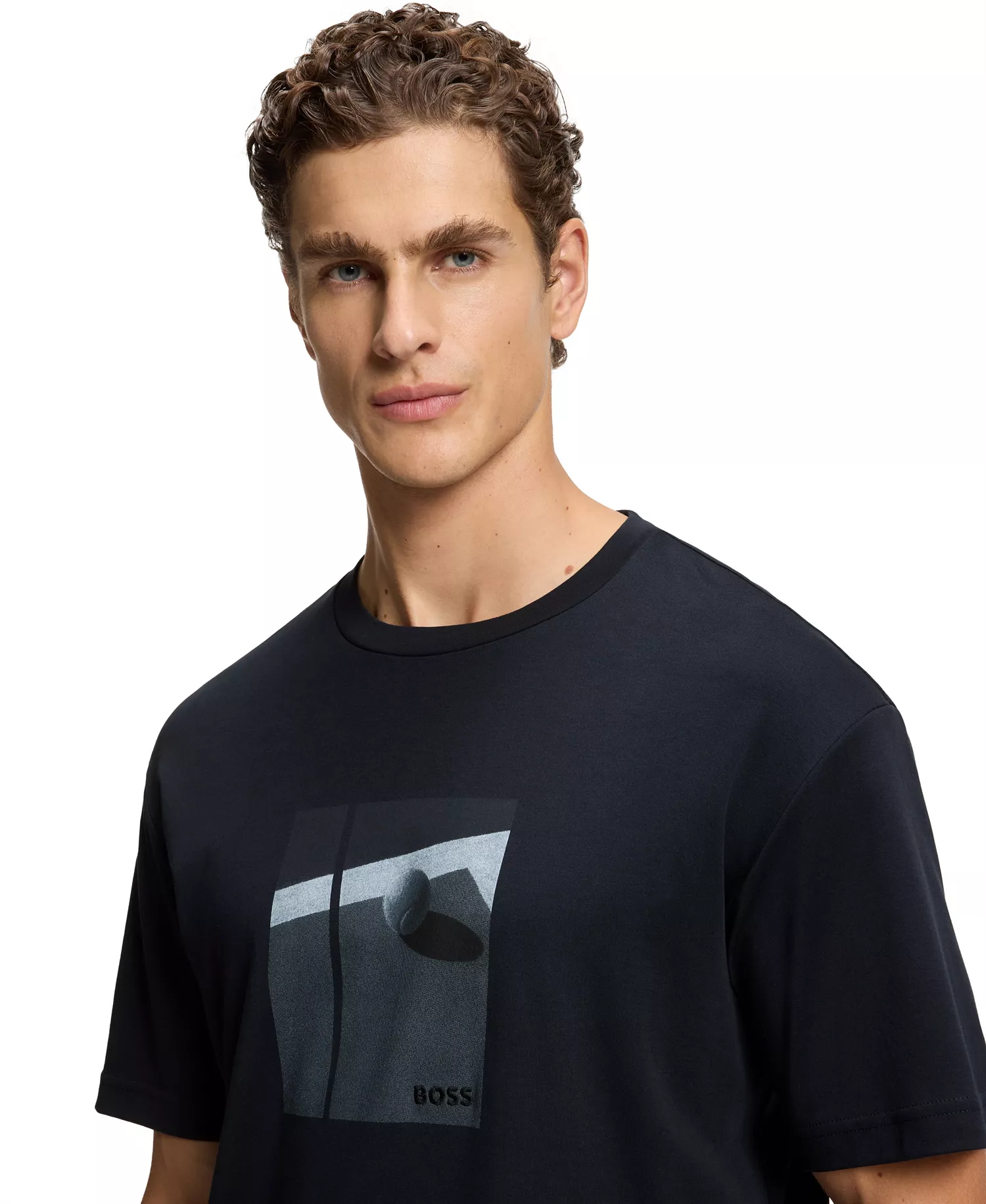 Men's Tennis Artwork Pima-Cotton T-Shirt - Dark Blue - L