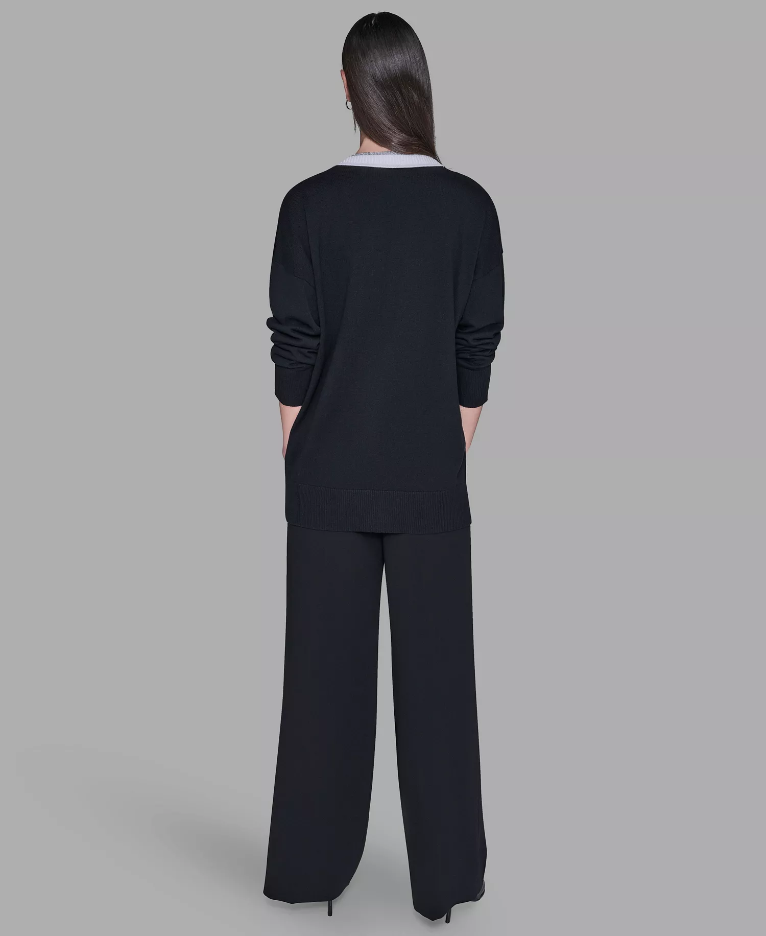 Women's Patch Detail Cardigan Sweater - Black/Soft White - L