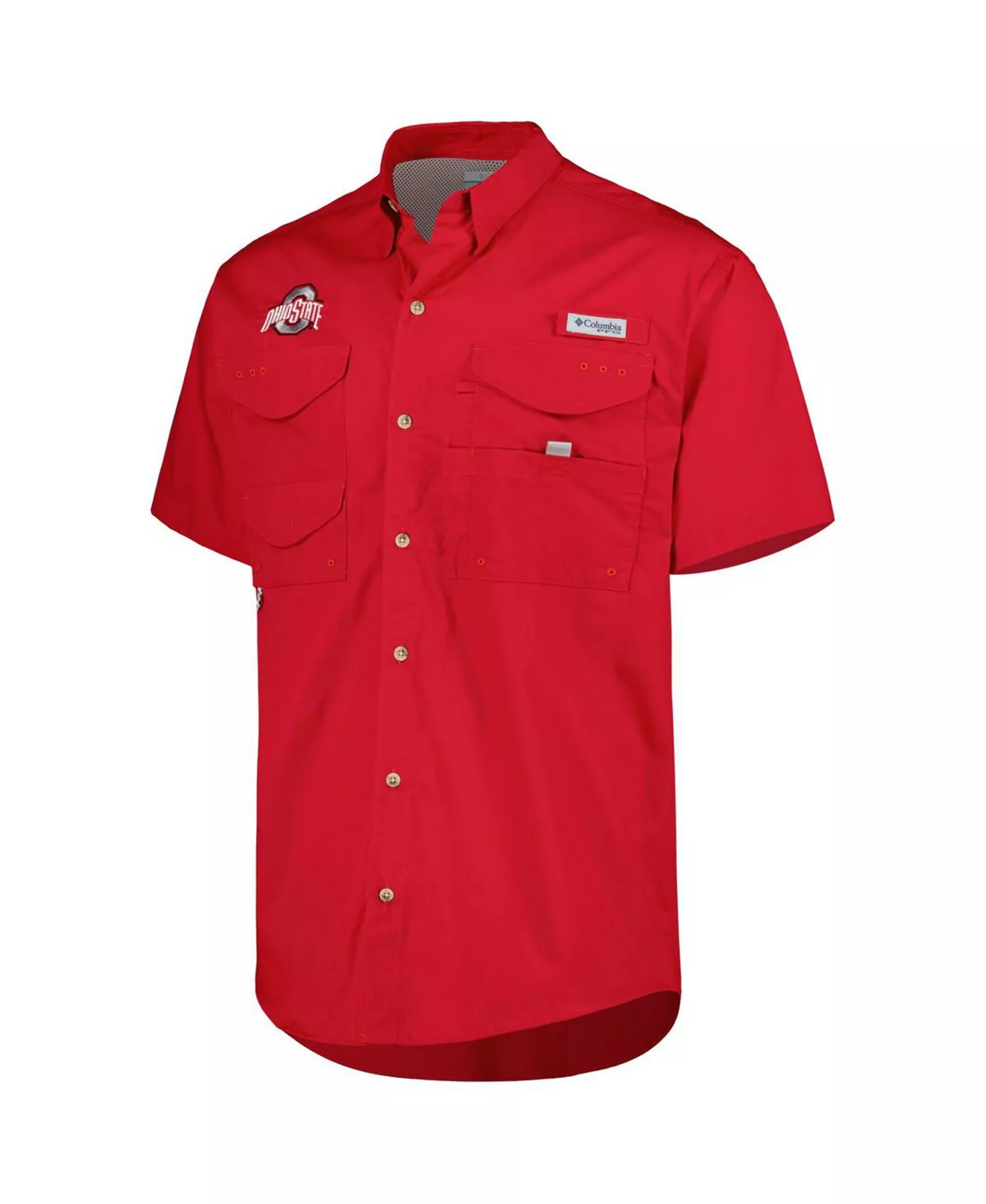 Men's Scarlet Ohio State Buckeyes Bonehead Button-Up Shirt - Scarlet - L