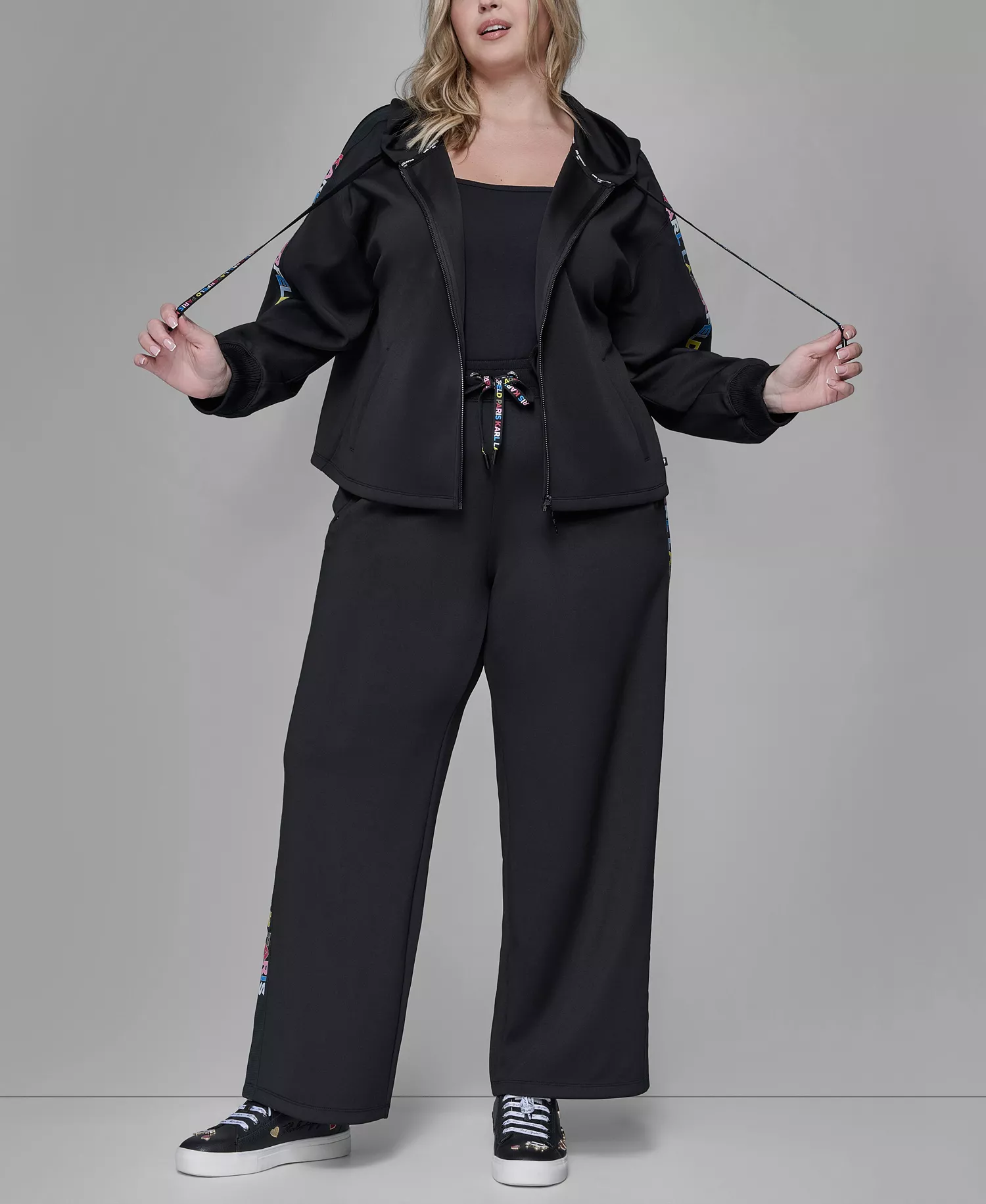 Women's Plus Size Athleisure Zip-Up Jacket - Black - 0X