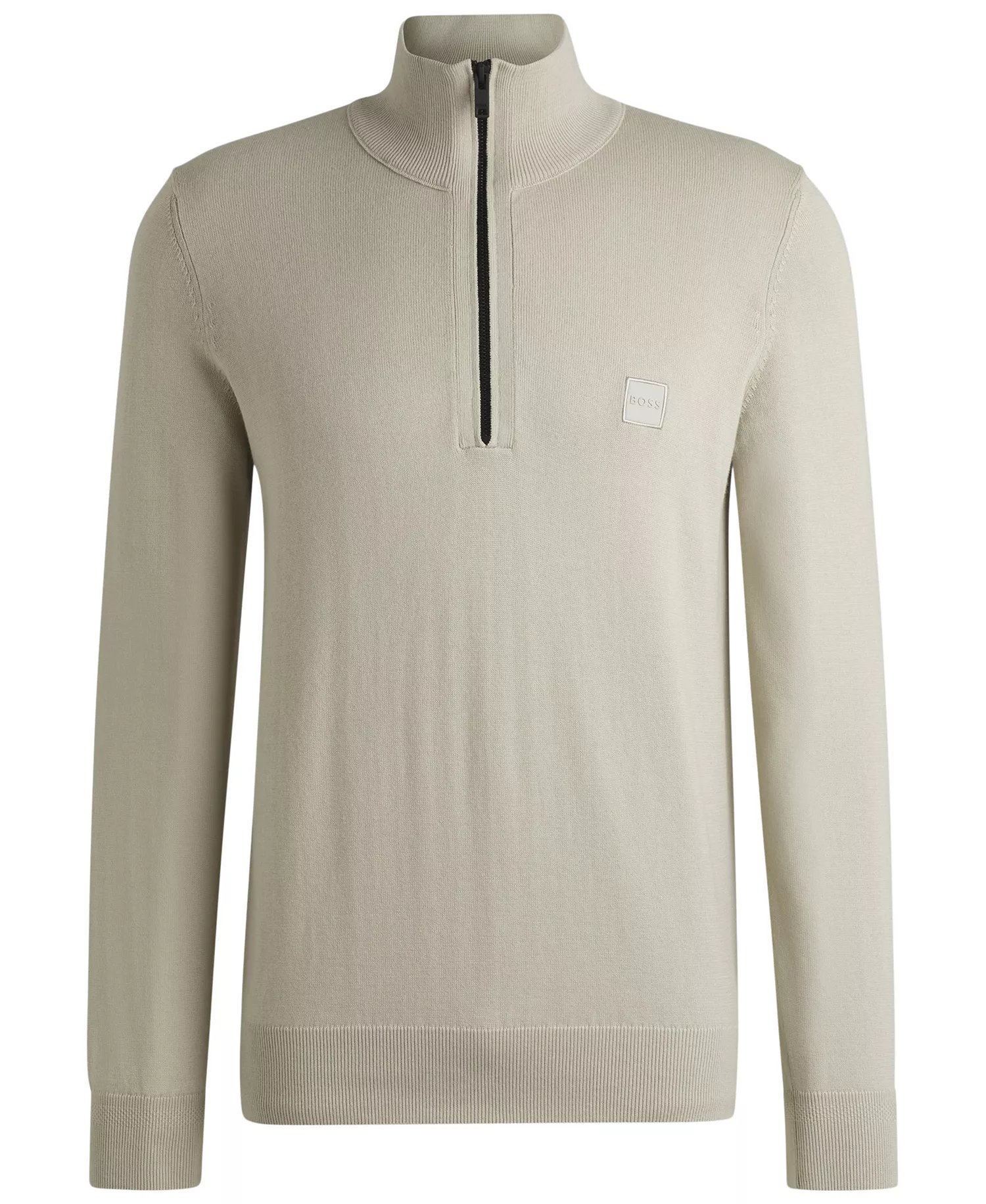 Men's Logo Patch Zip-Neck Sweater - Open Beige - M