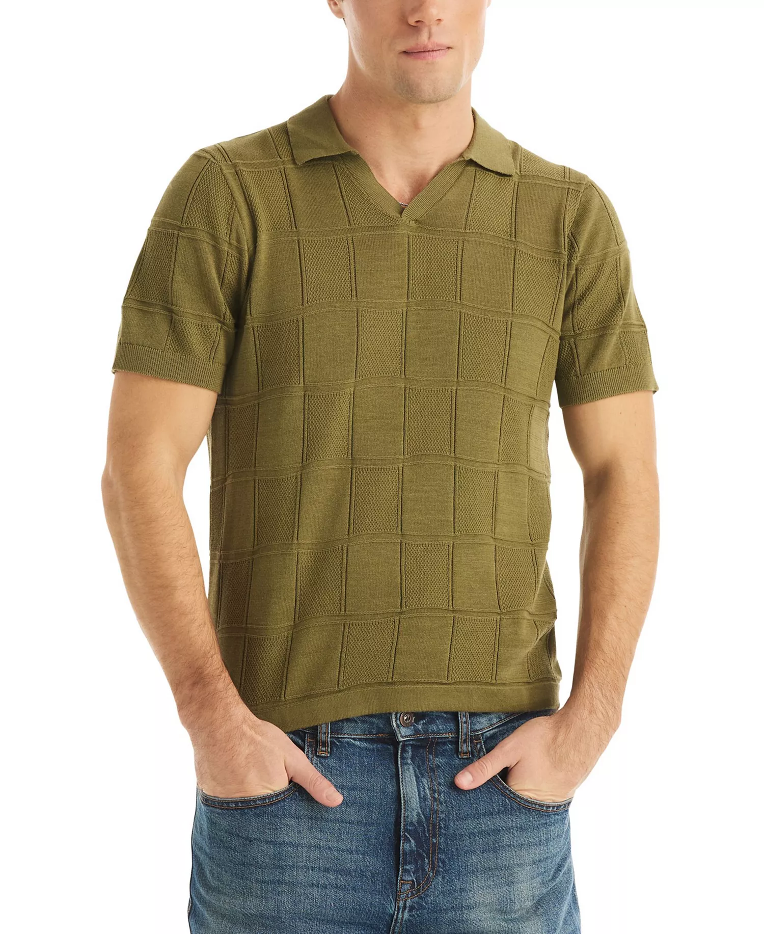 Men's Short-Sleeve Sweater Polo Shirt - Cape Olive - L