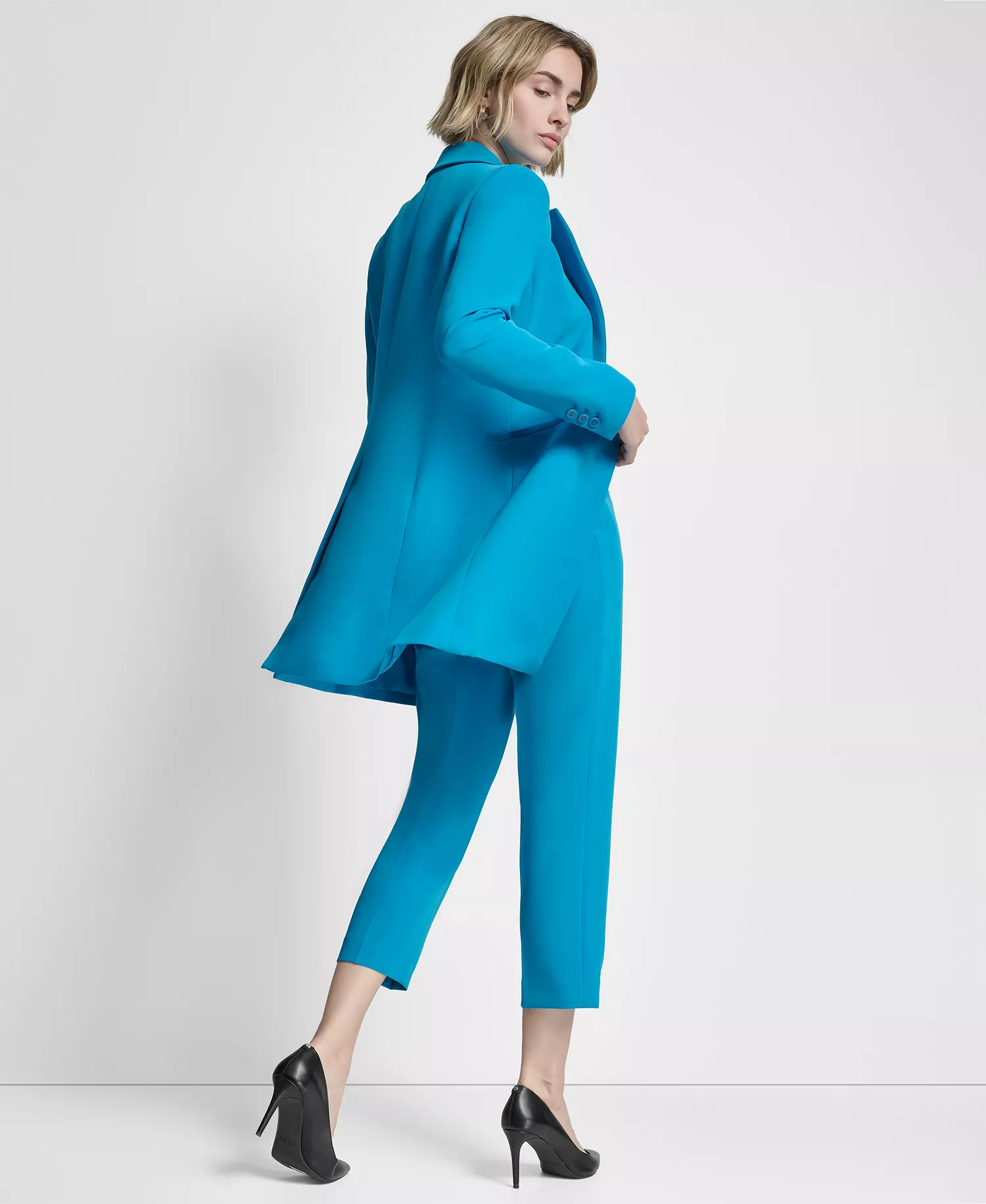 Women's One-Button Topper Jacket - Ocean Blue - 10