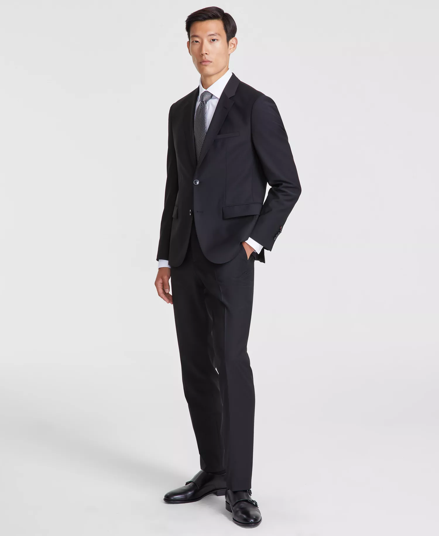 Men Modern-Fit Wool Blend Suit - Black - 36R