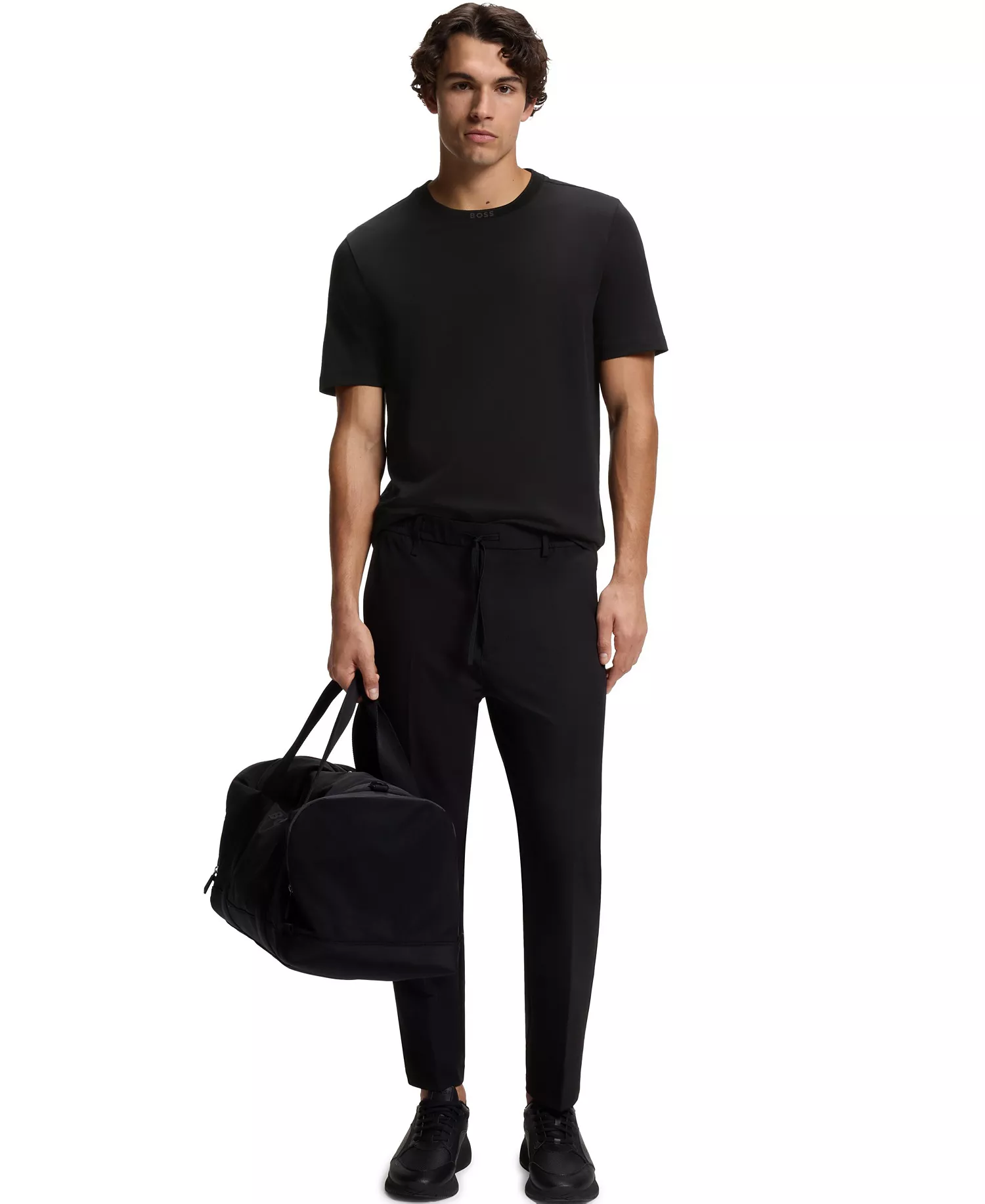 Men's Cotton Logo Crew Neck T-Shirt - Black - 2XL