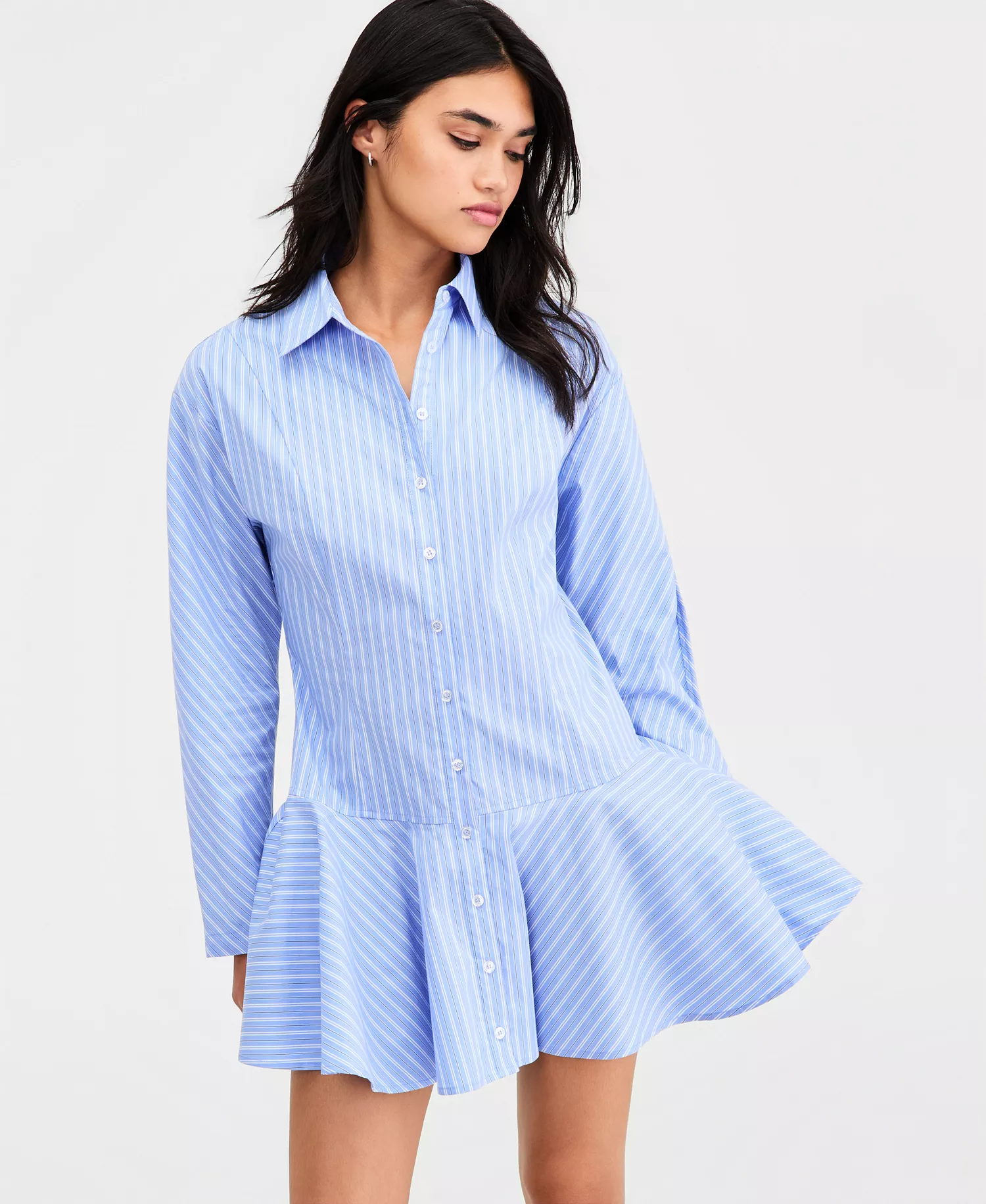 Women's Mini Shirtdress, Macy's Exclusive - Blue Combo - L