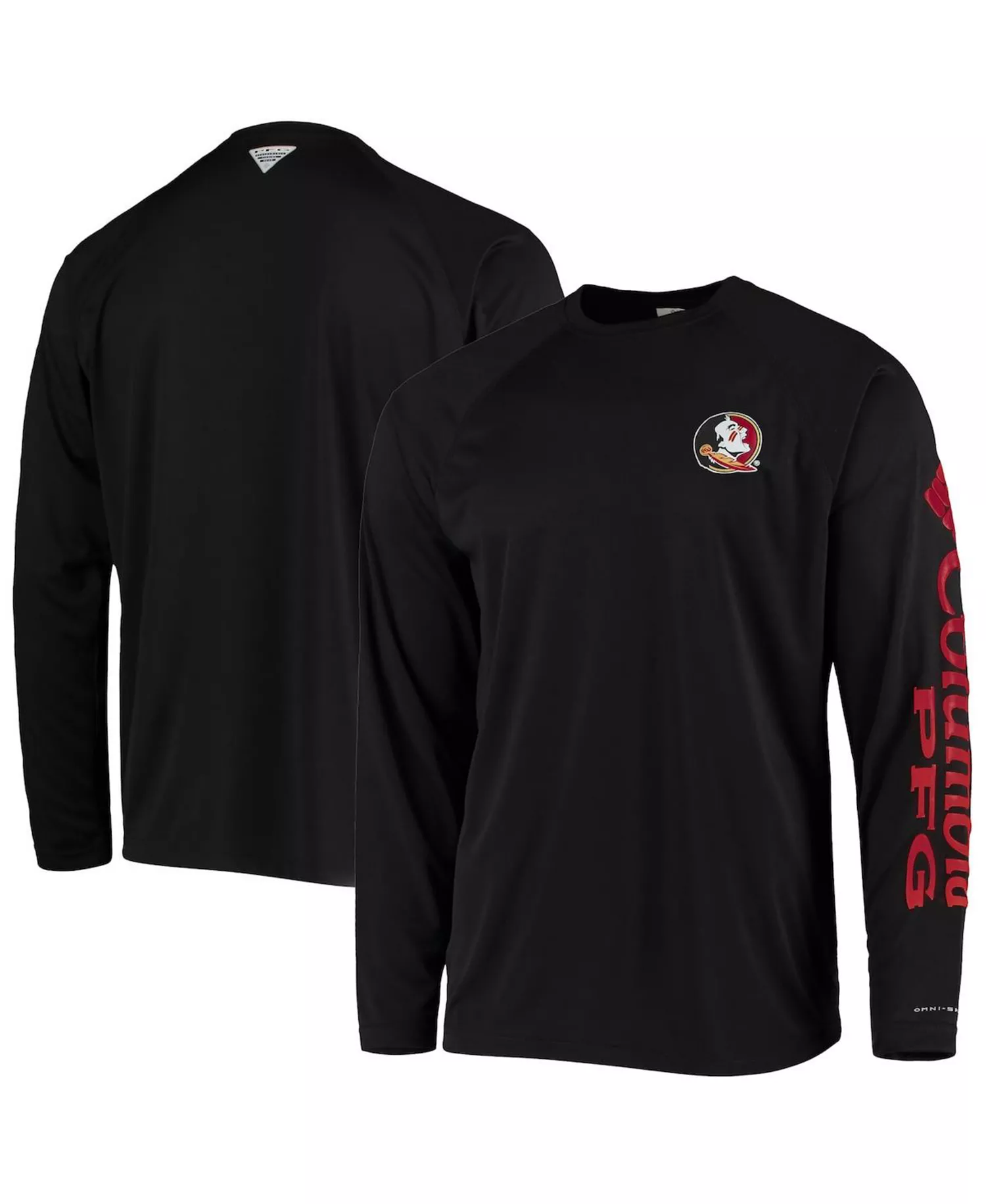 Men's Black Florida State Seminoles Terminal Tackle Omni-Shade Raglan Long Sleeve T-shirt - Black - 2XL
