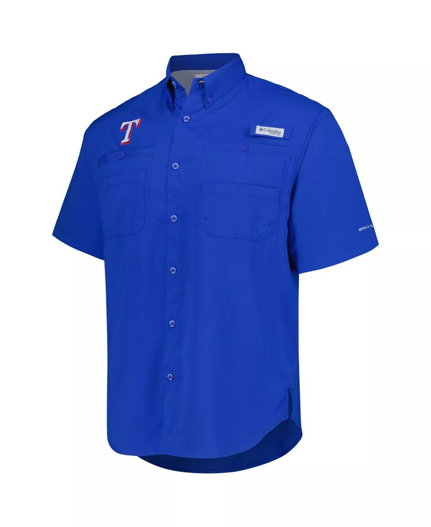 Men's Royal Texas Rangers Tamiami Omni-Shade Button-Down Shirt - Royal - Large