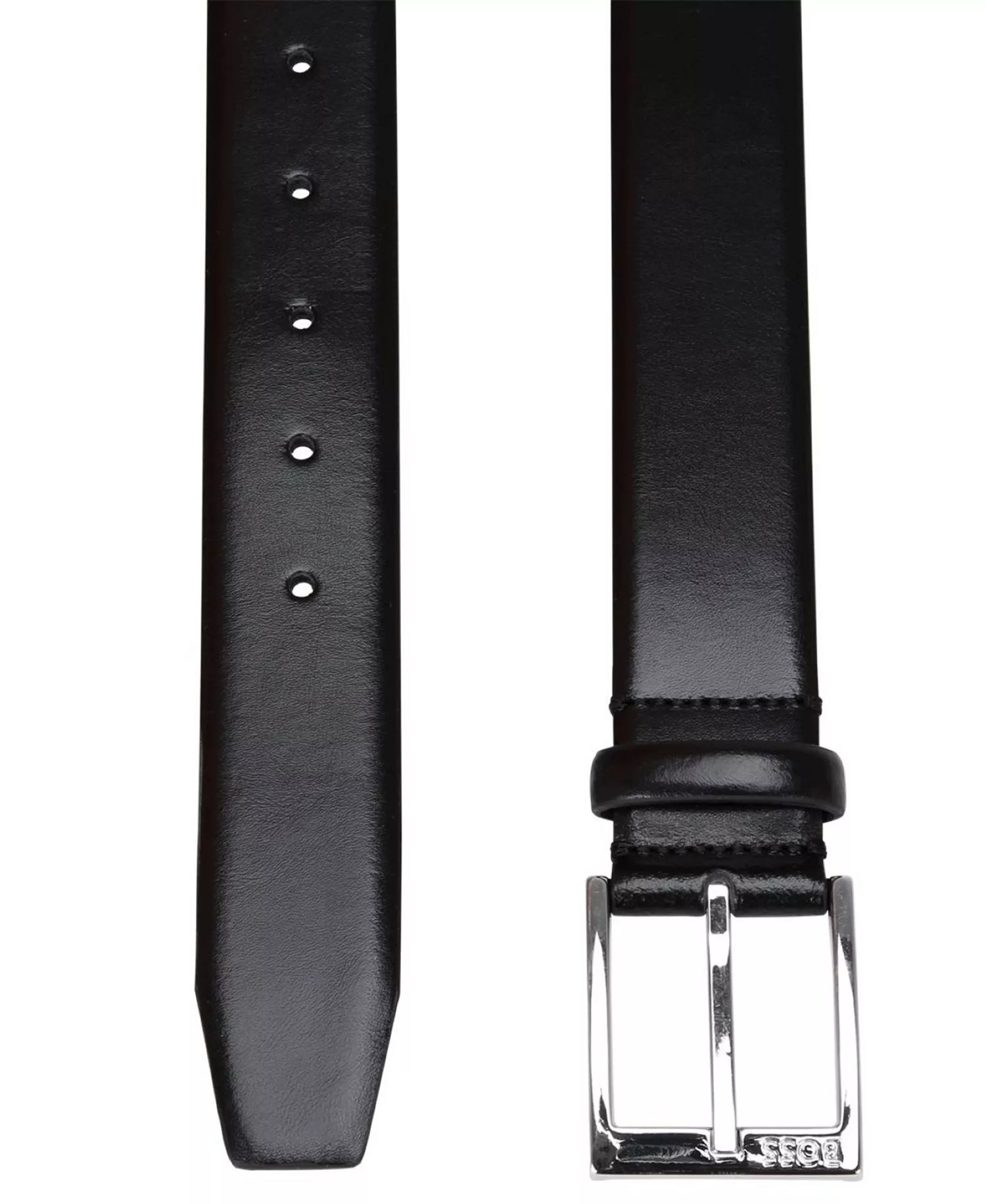Men's Silver-Tone Buckle Belt - Black - 30