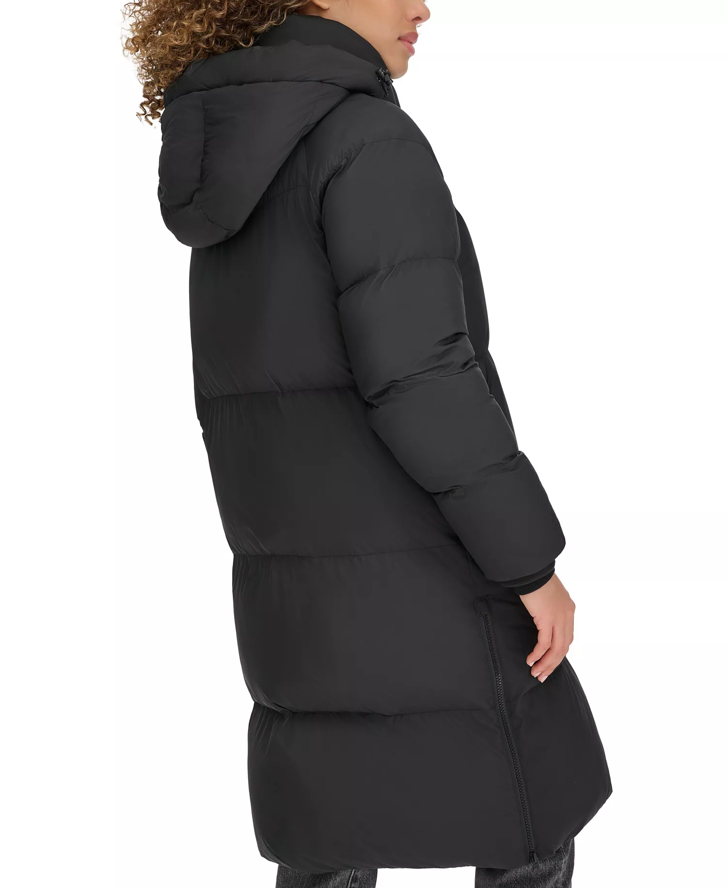 Women's Mid-Length Puffer Jacket - Black - L