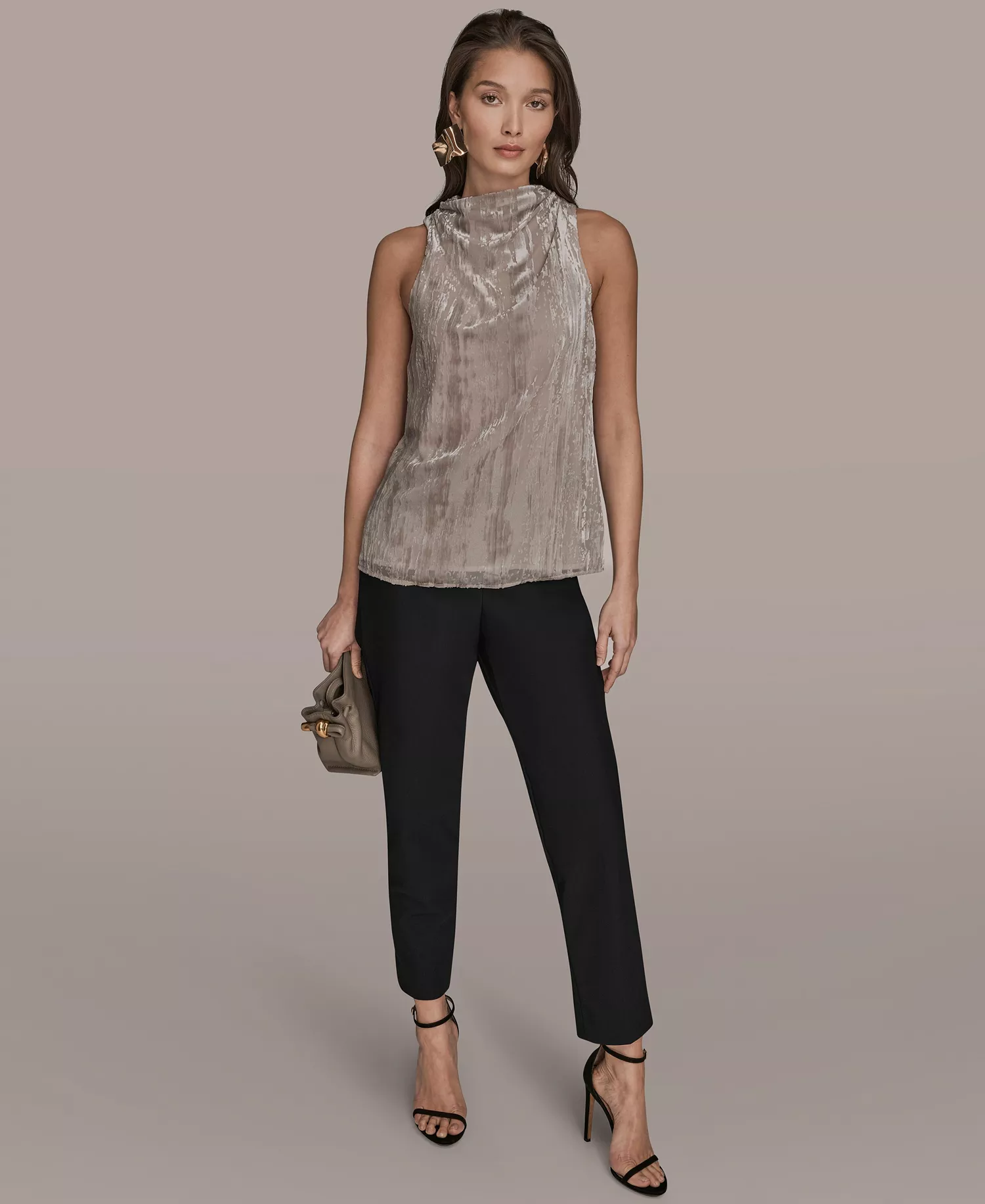 Women's High Cowl Neck Burnout Top - Vapor - L