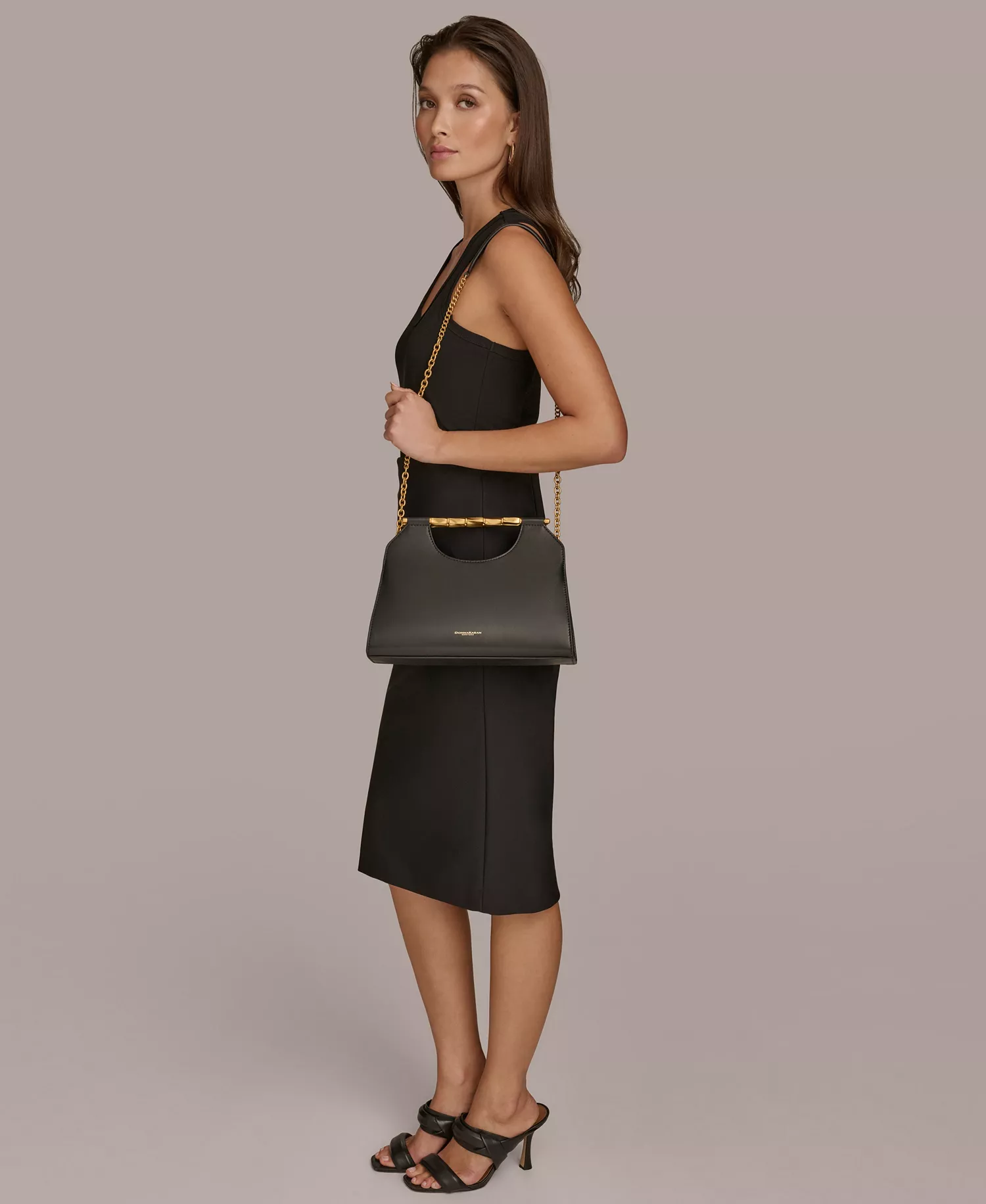 Commack Triple Compartment Clutch  - Black/gold - NO SIZE