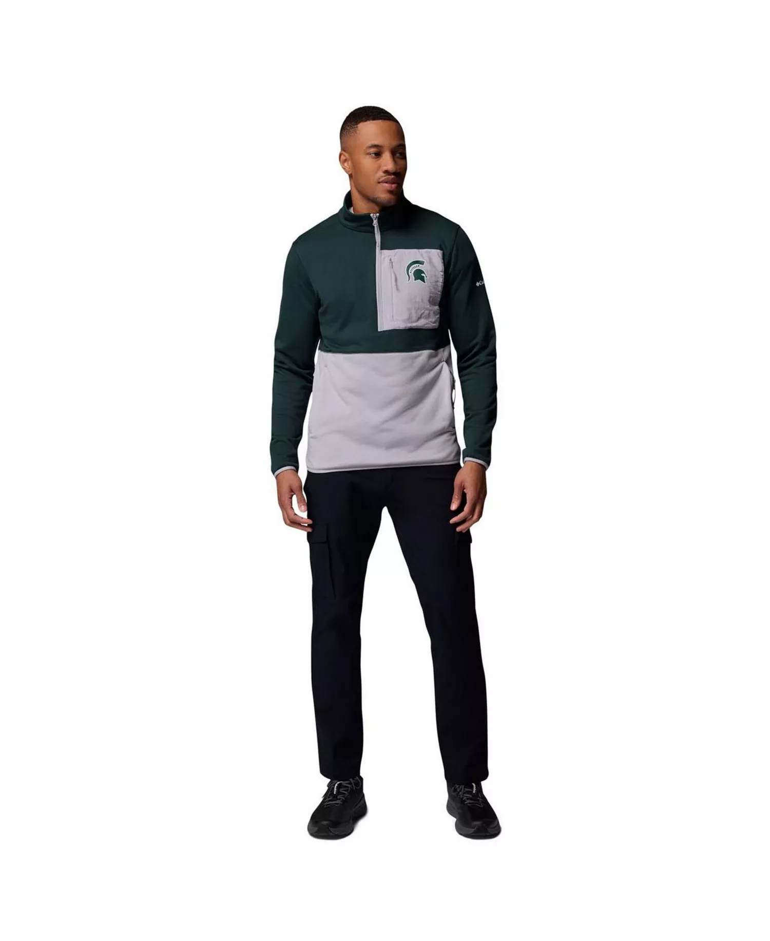 Men's Green/Gray Michigan State Spartans Hike Omni-Wick Half-Zip Pullover Sweatshirt - Green, Gray - L