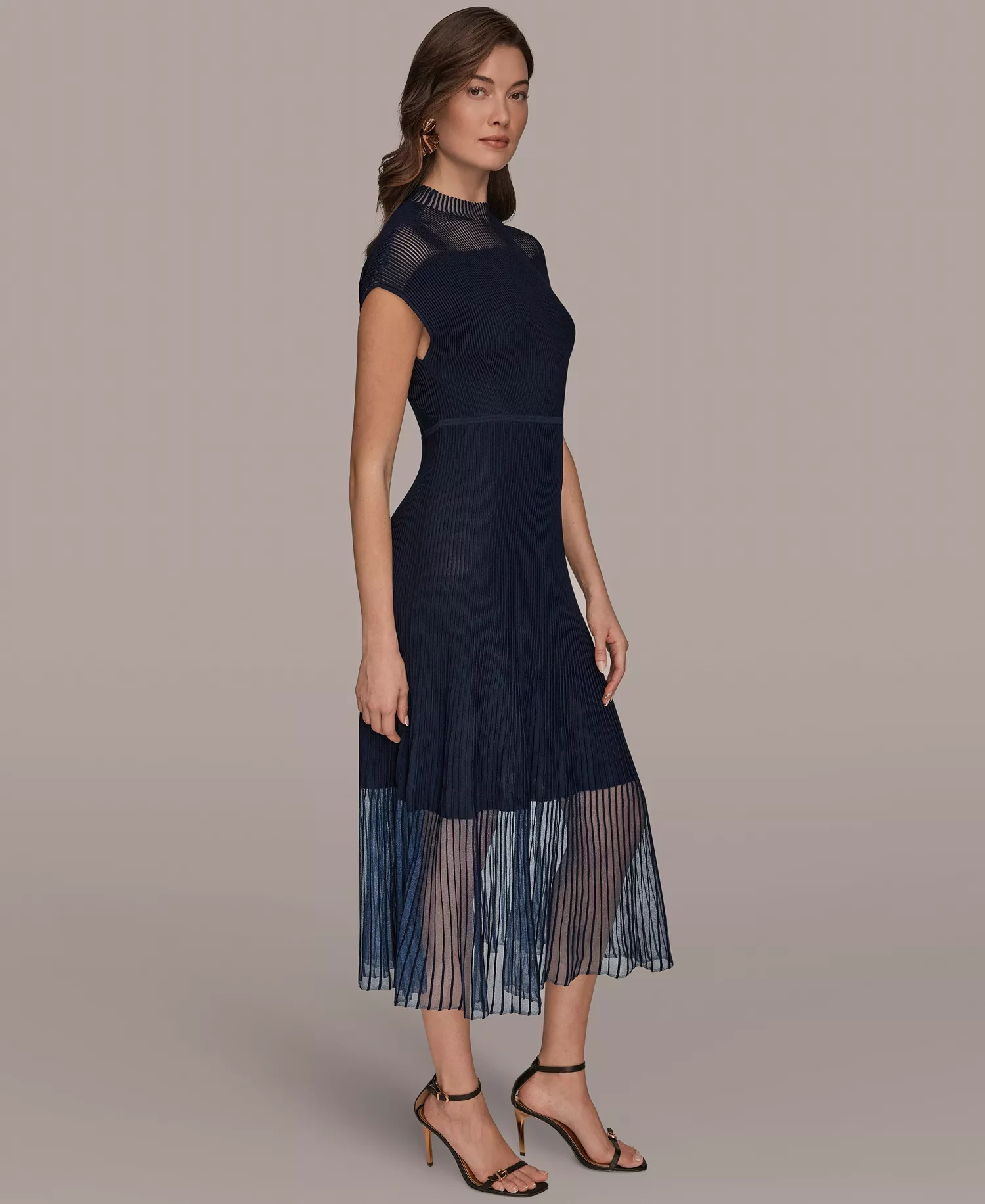 Women's Mock Neck Midi Dress - Nightfall - L