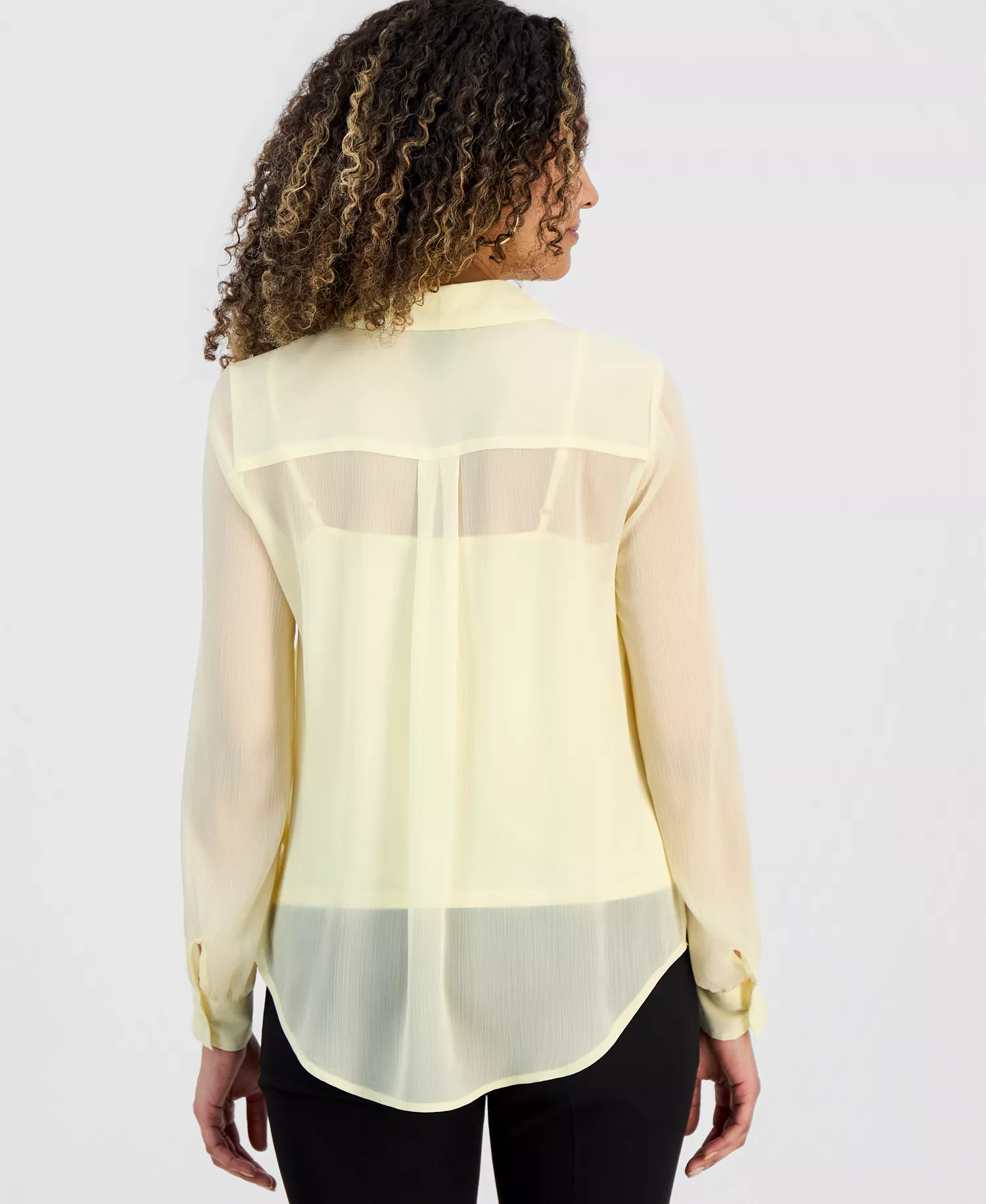 Petite Lined Sheer Blouse, Macy's Exclusive - Yellow Mist - P/L