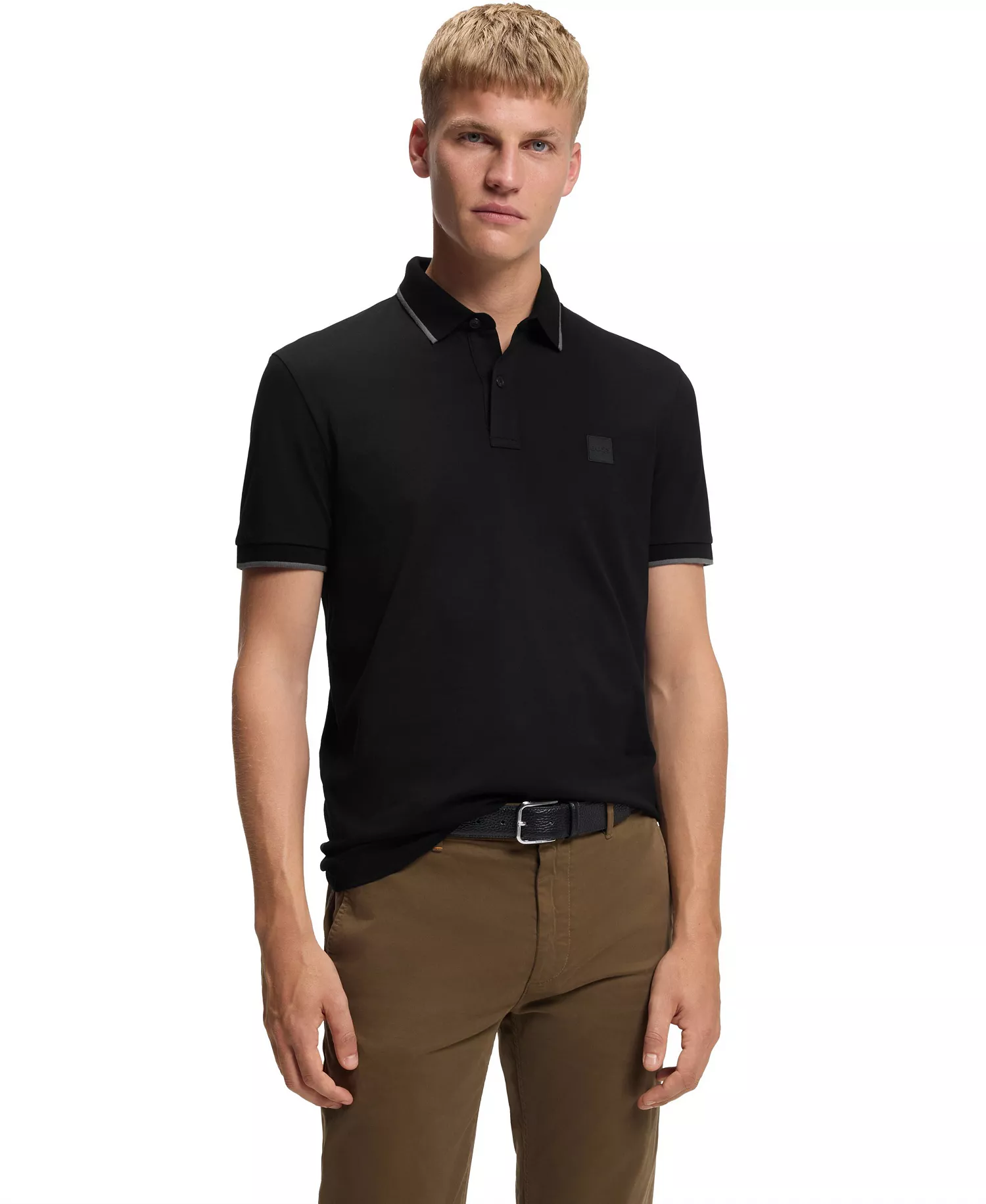 Men's Slim-Fit Polo Shirt - Black - 2XL