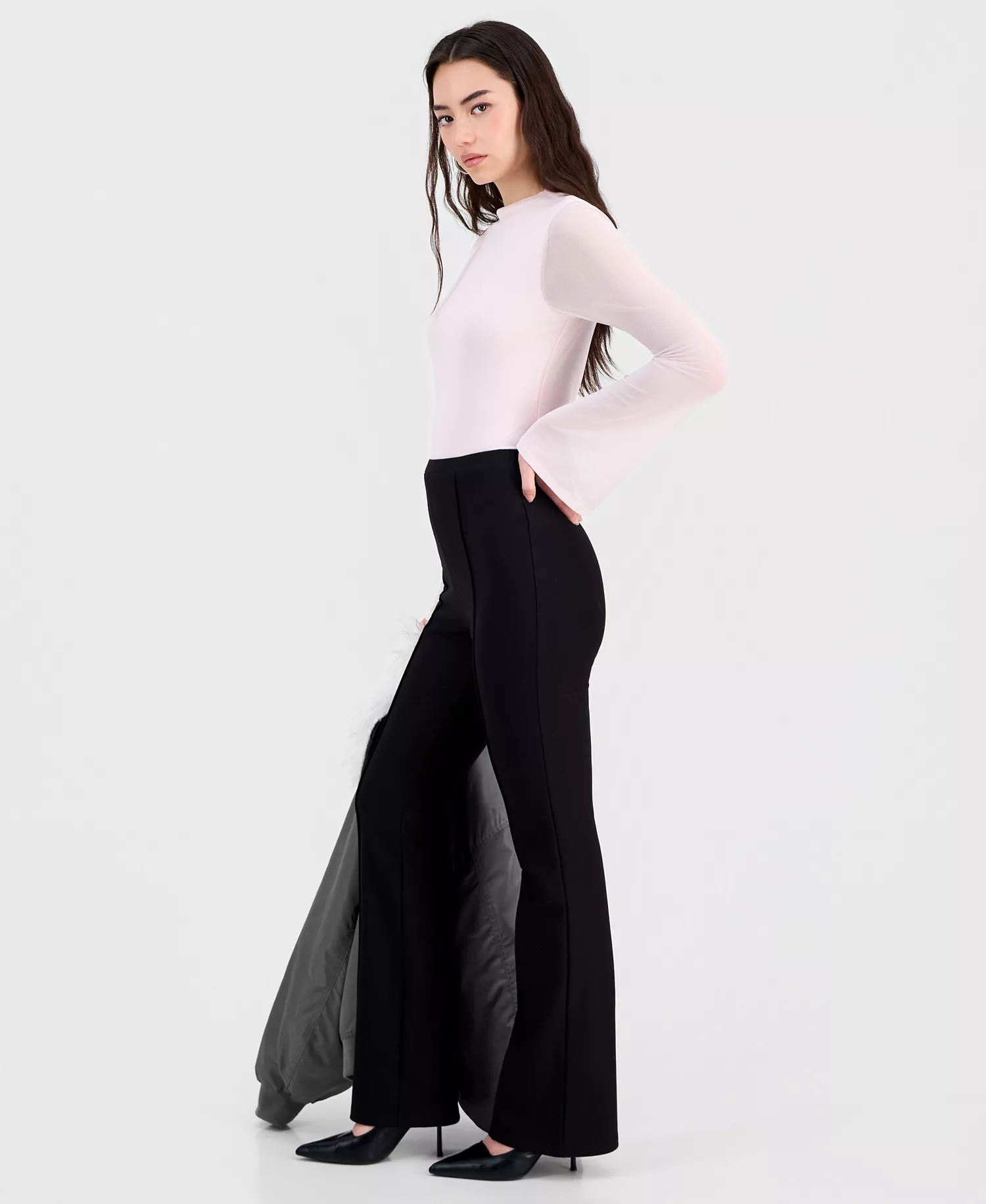 Women's Pull-On Flare Pants, Macy's Exclusive - Deep Black - L